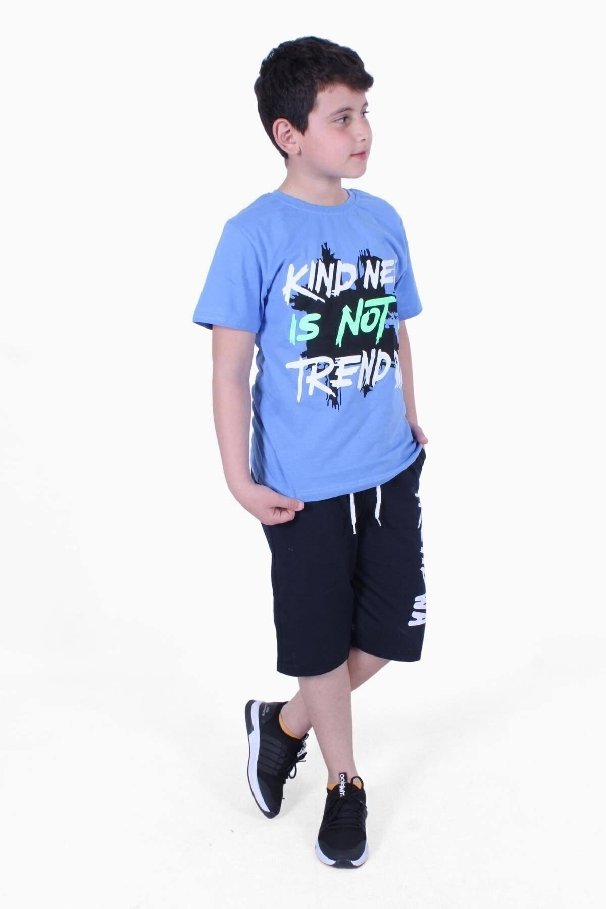 FYK KİDS-Kind Nes-trend Wa Text Printed Boy's Capri Set 4