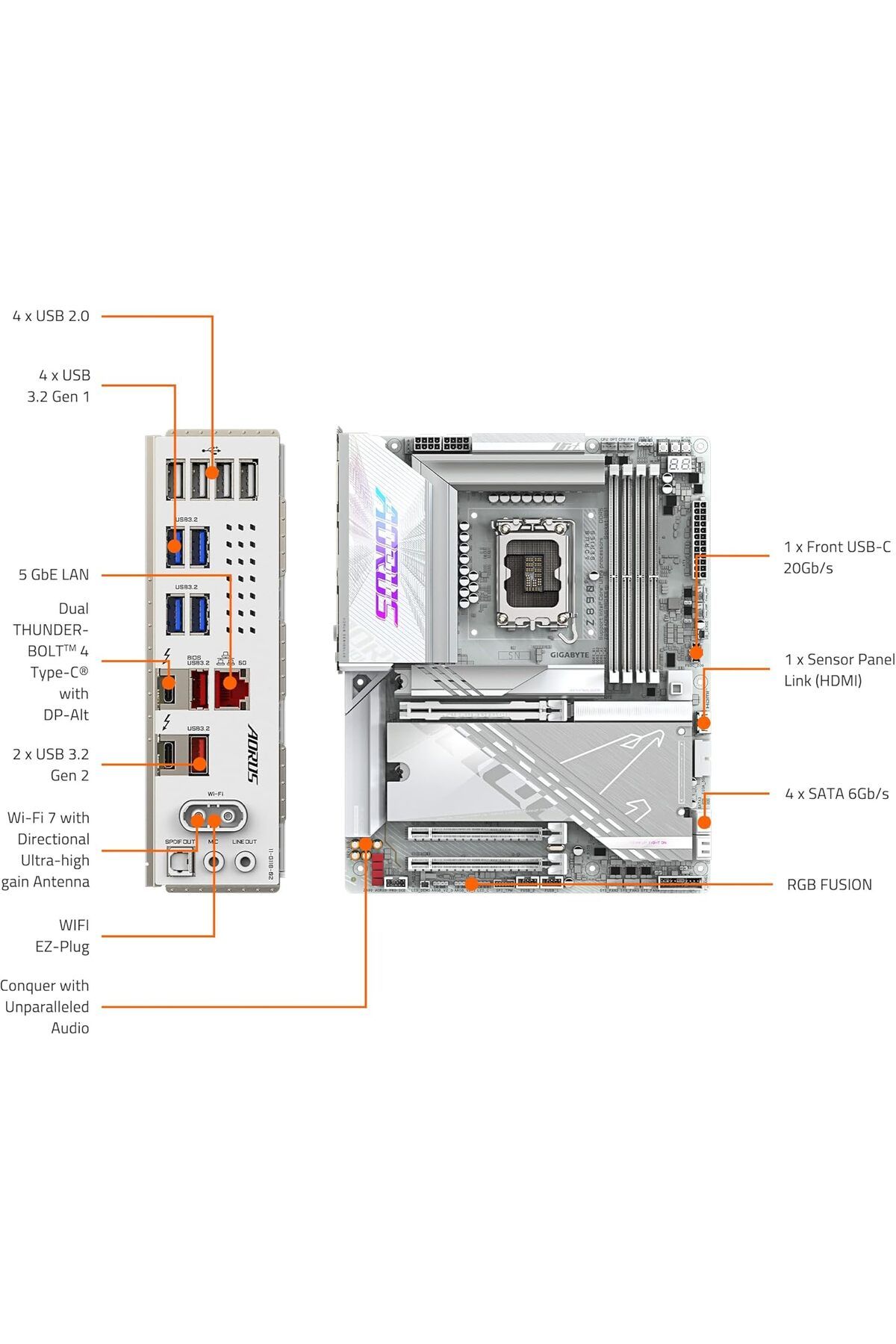 Gigabyte-Aorus Elite Wifi7 Ice - Motherboard Intel Lga1851 Atx Z890 3