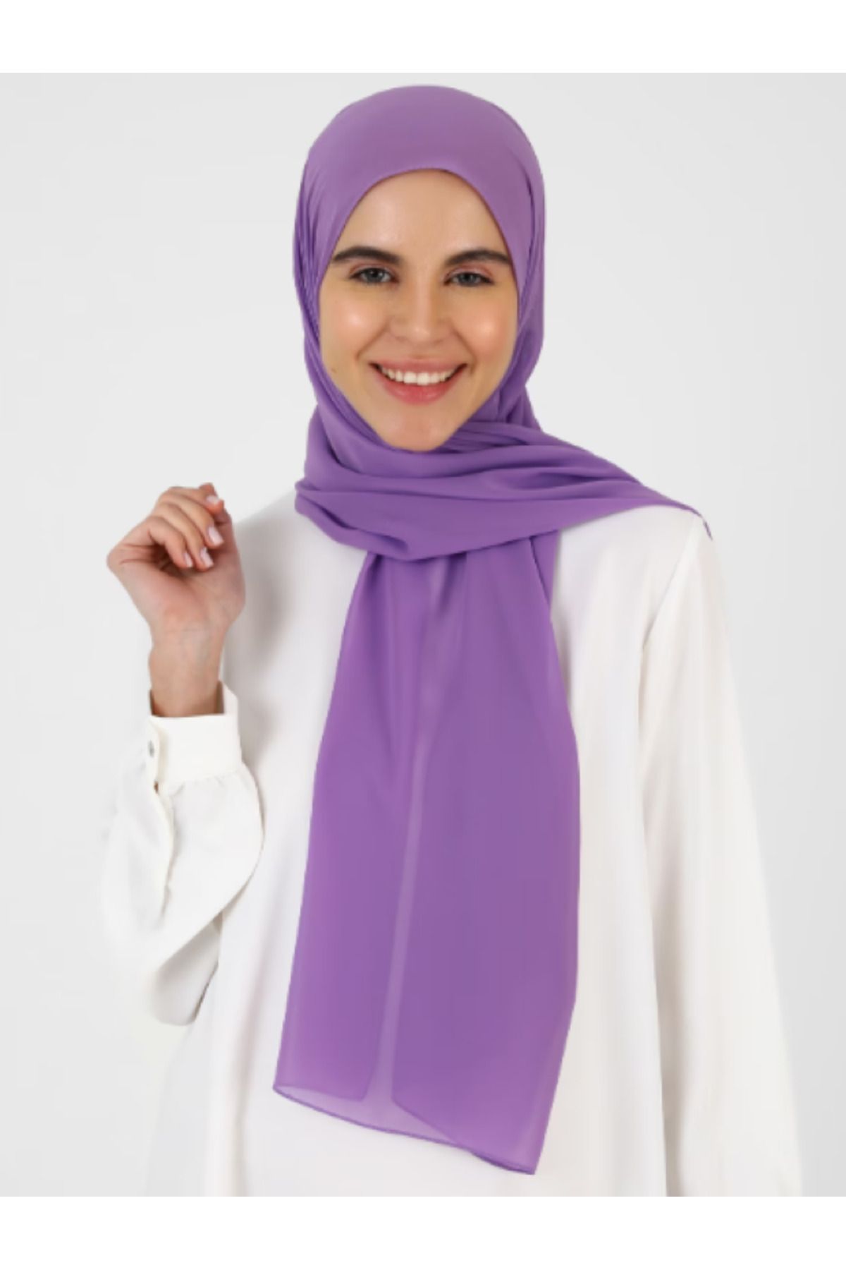 Differenza-Lilac Crepe Chiffon Shawl 1