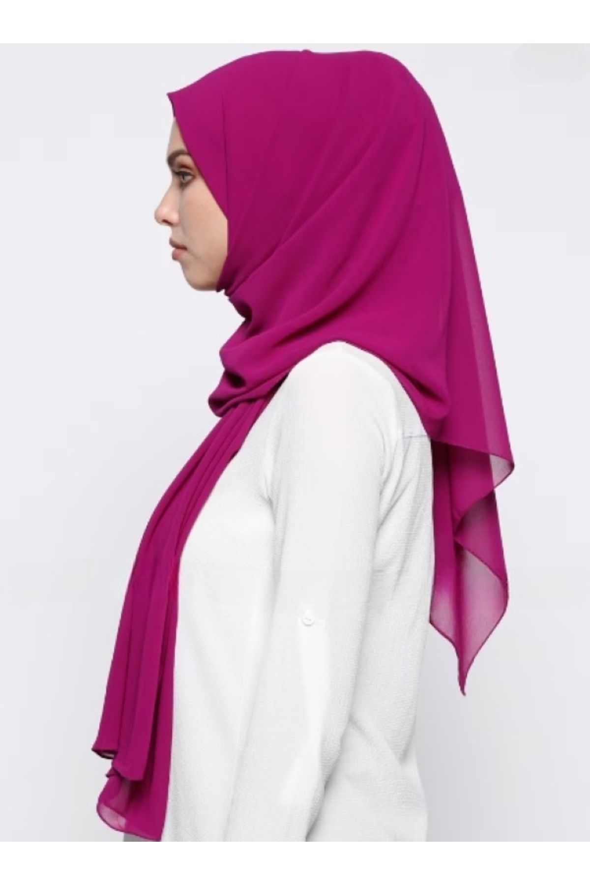 Differenza-Light Fuchsia Crepe Chiffon Shawl 3