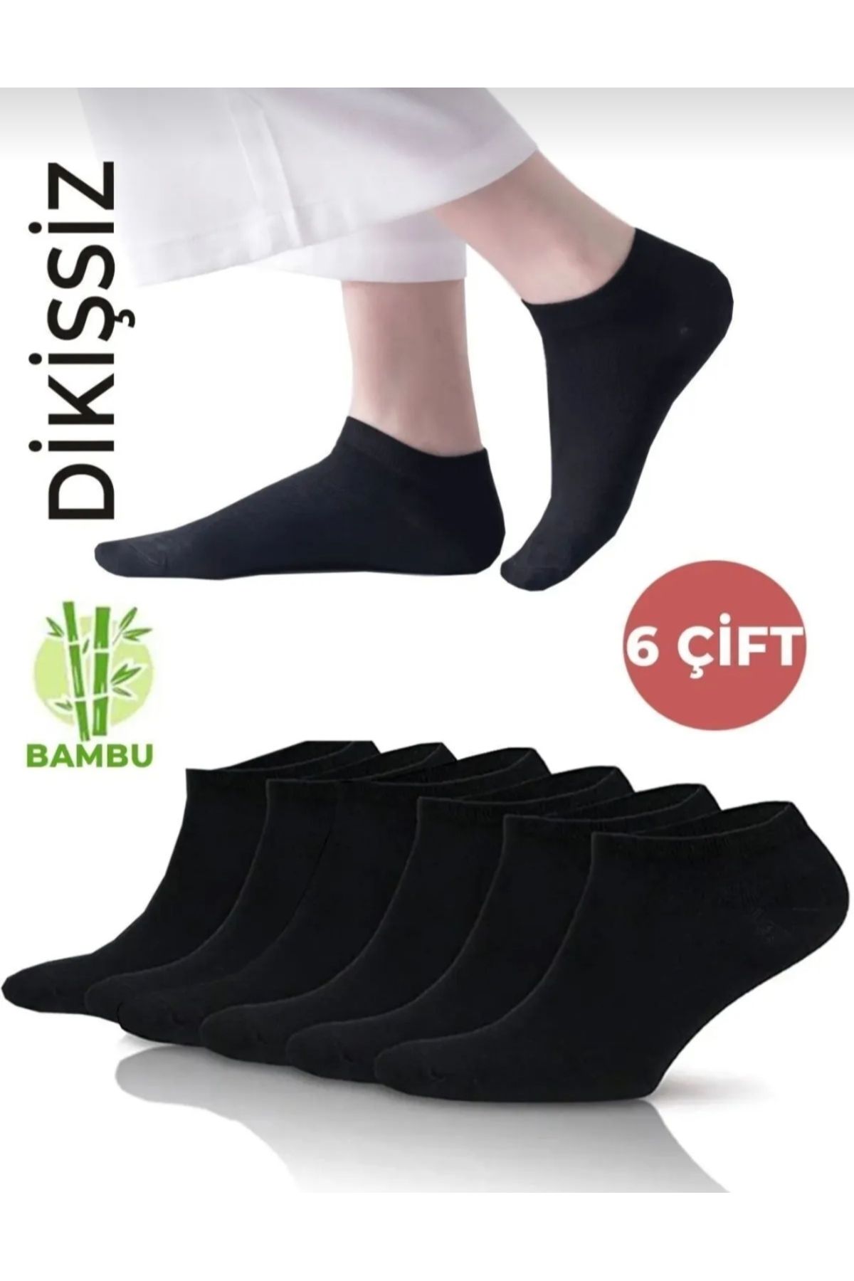 Çorapdiyari Șosete Scurte De Vară, Anti-transpirație, Din Bambus, Negru Unisex - 35–40