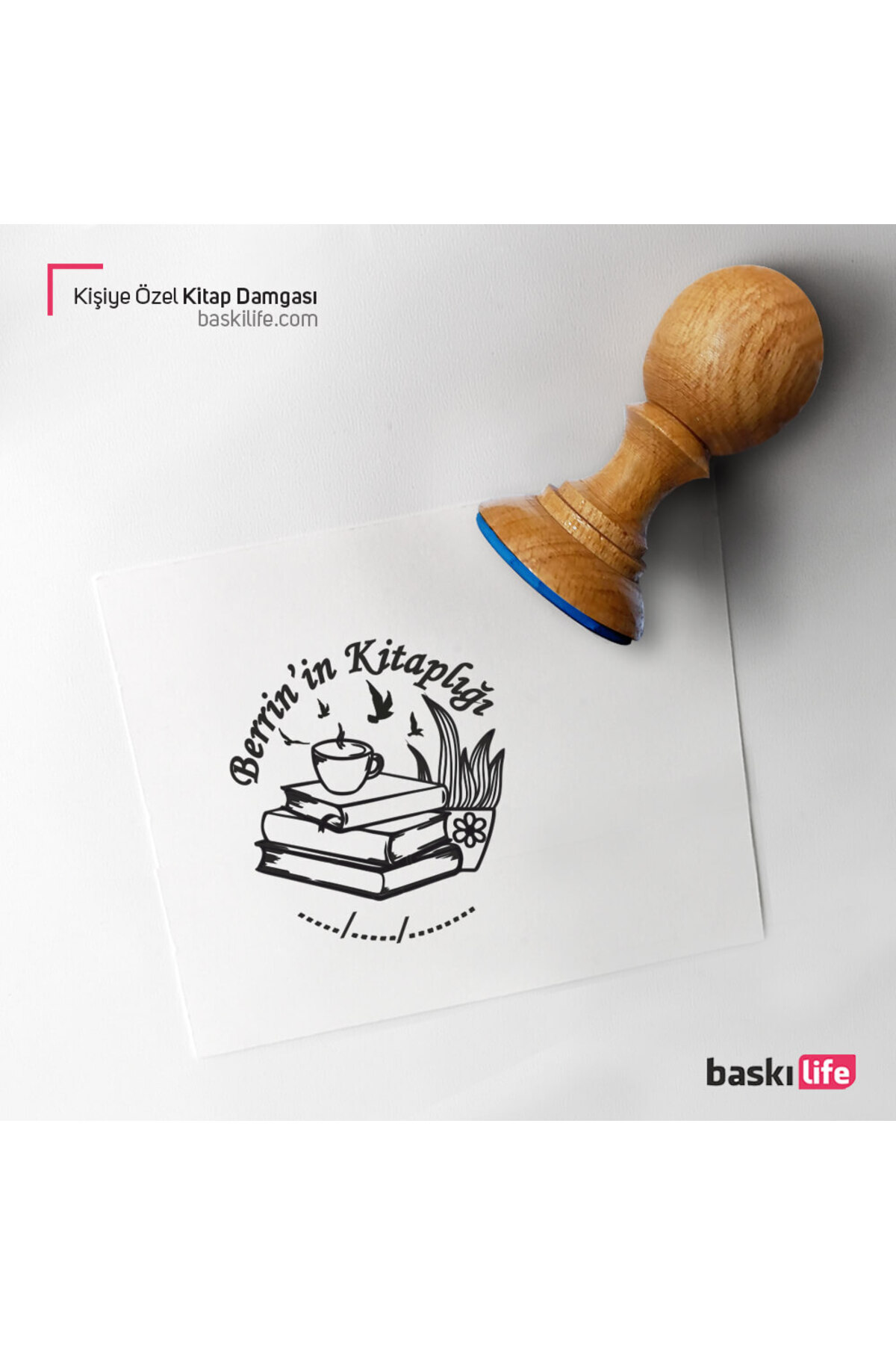Baskı Life Kitap Çiçek Kişiye Özel Kitap Damgası Kitap Mührü Kaşe Kitap Mühür Özel Damga