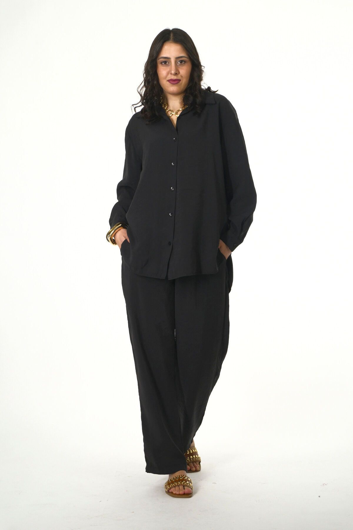 ABBRA-Women's Elastic Waist Solid 100% Modal Summer Shirt Set 6