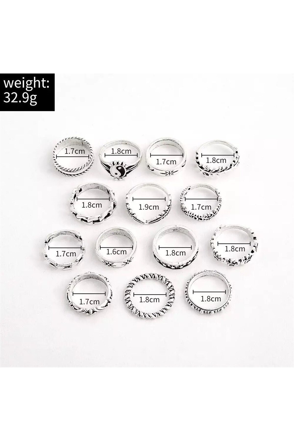 Pelin Aksesuar-14 Piece Multiple Ring Set 2