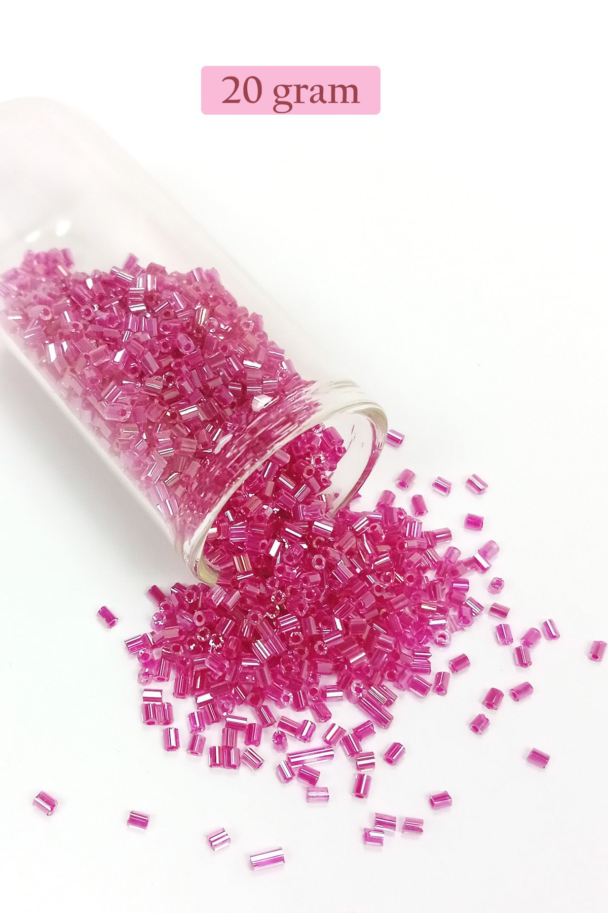 Mu Art Kesme Cam Boncuk 2Mm - 20 Gram - Şeffaf Pembe -Bnc334