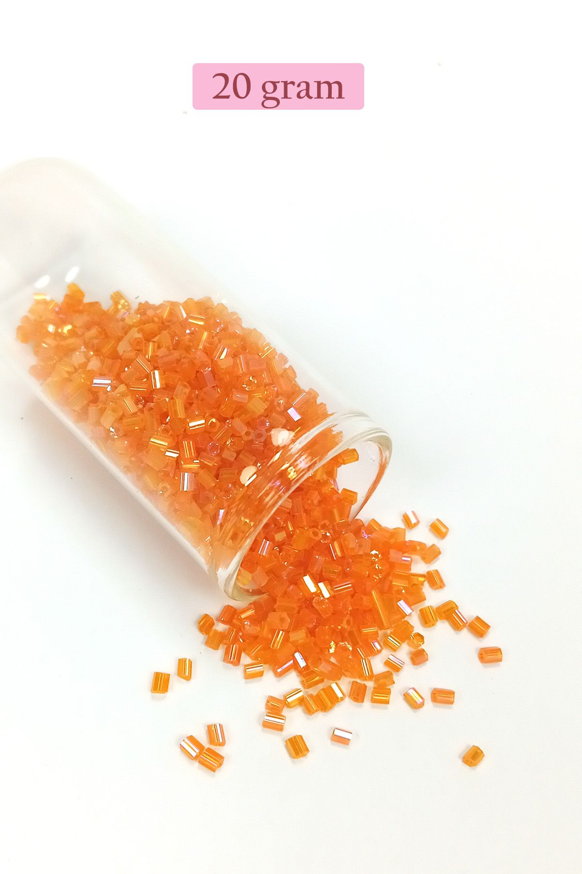 Mu Art Kesme Cam Boncuk 2Mm - 20 Gram - Şeffaf Turuncu -Bnc314
