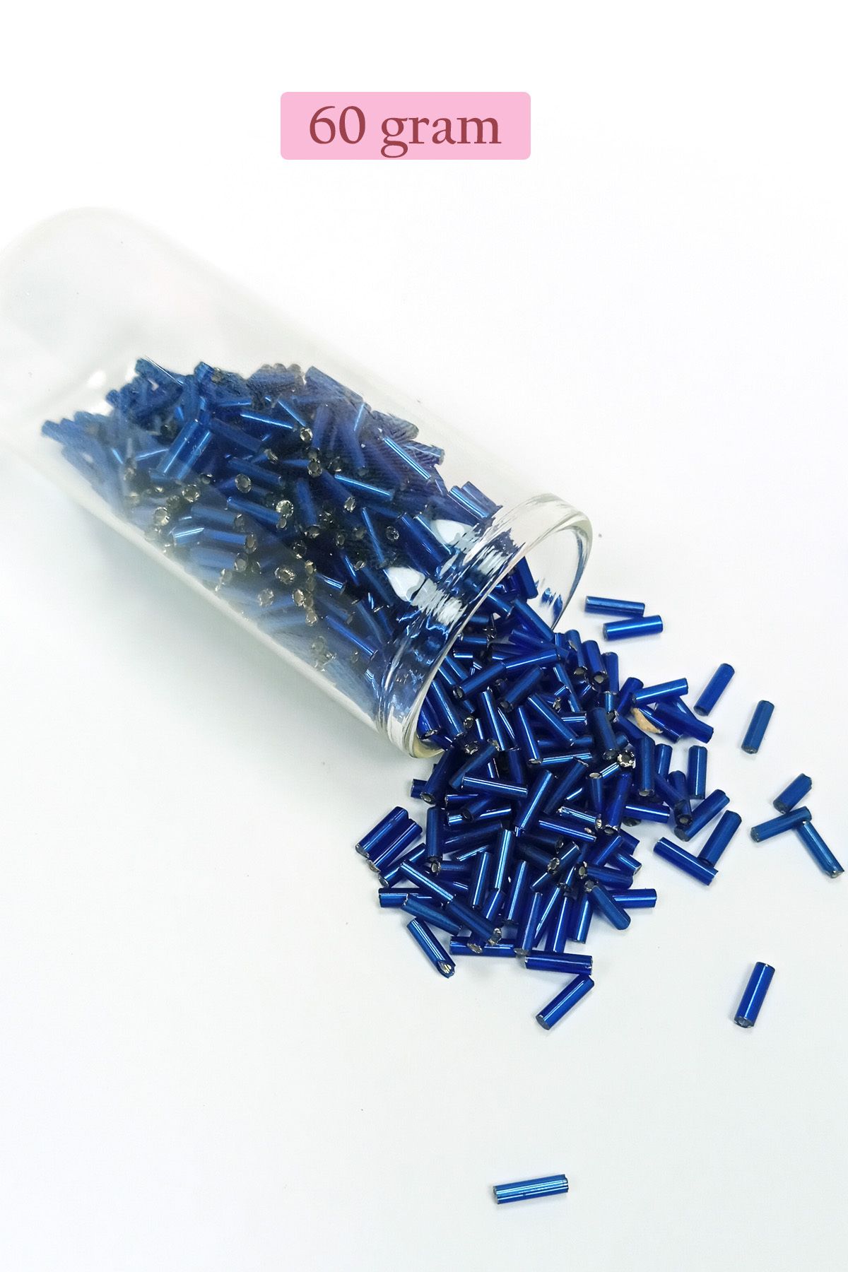 Mu Art Uzun Boru Kesme Boncuk Çap 2Mm Uzunluk 10 Mm - 60 Gram - Lacivert - Bnc272