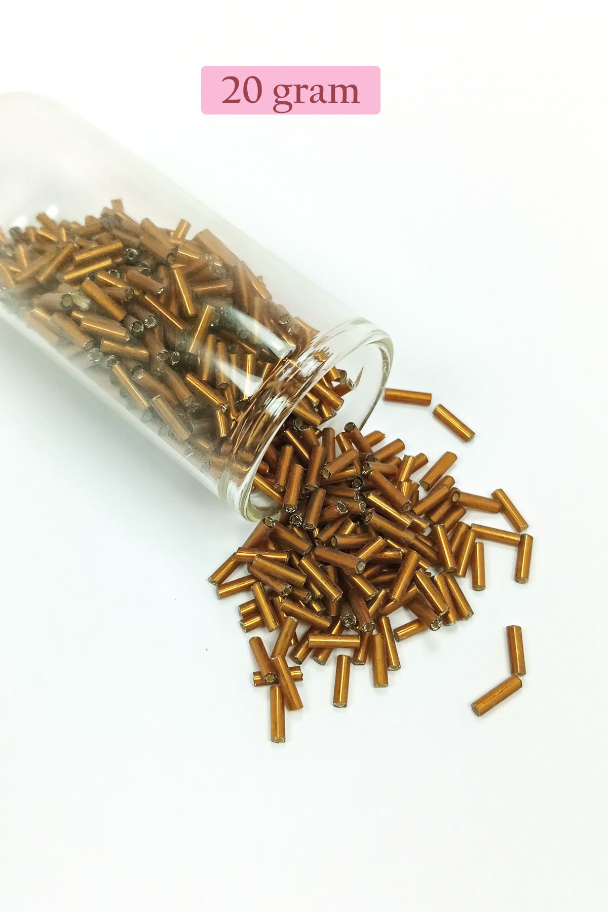 LiderGlobal Uzun Boru Kesme Boncuk Çap 2mm Uzunluk 10 mm - 20 Gram - Koyu Altın - BNC226