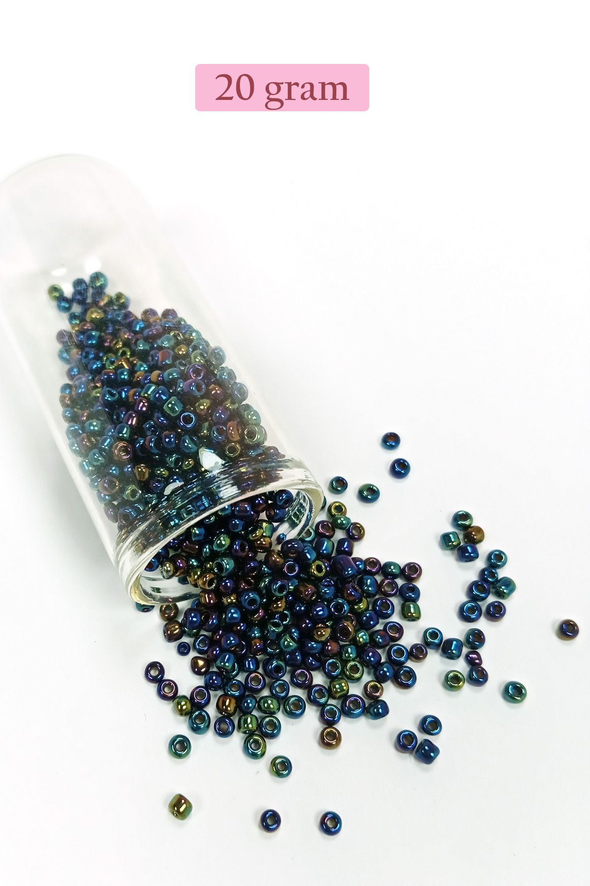 Kapamarka Dökme Cam Kum Boncuk (8/0) 3 mm - 20 Gram - Lacivert Yeşil - BNC169