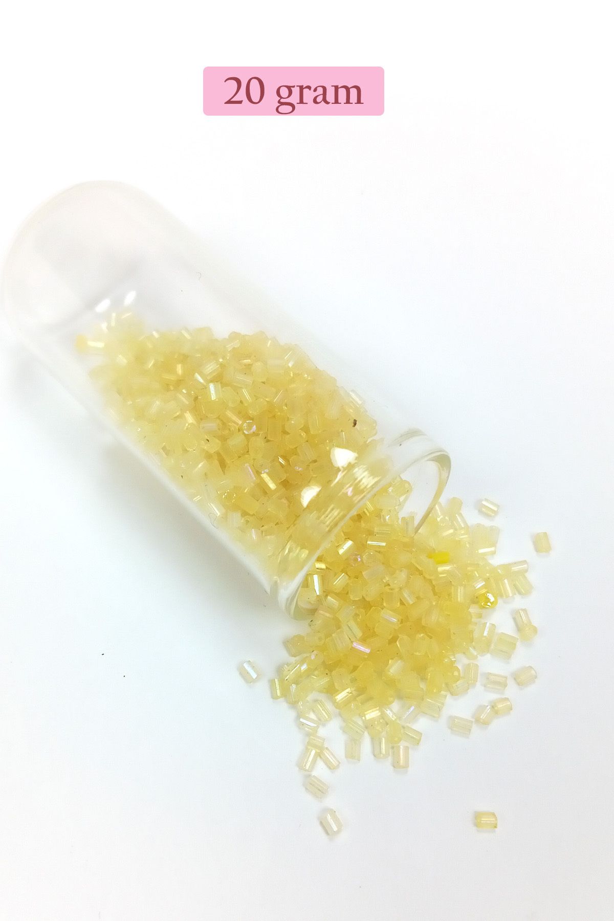 Mu Art Kesme Cam Boncuk 2Mm - 20 Gram - Şeffaf Sarı -Bnc303