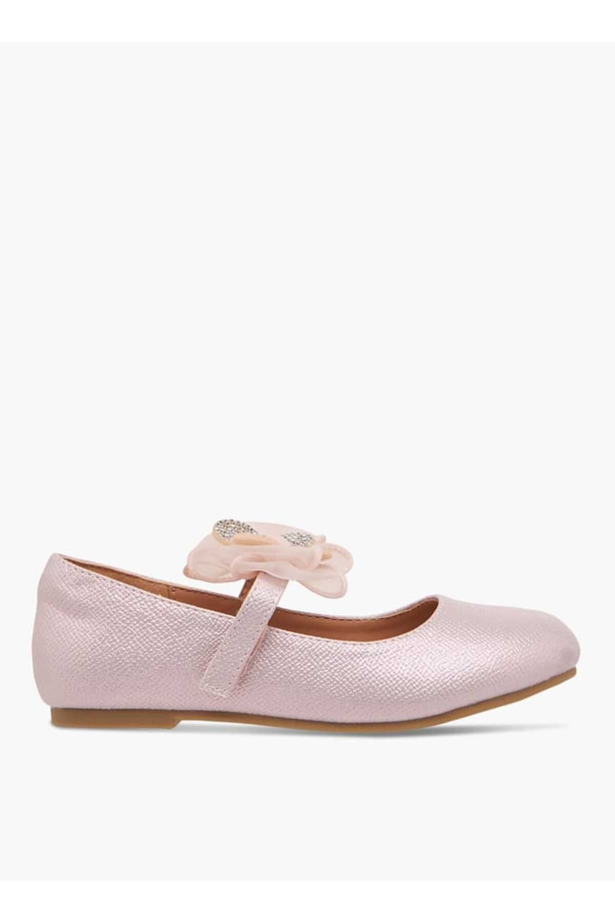 Juniors-Butterfly Embellished Ballerina Shoes with Hook and Loop Closure 3