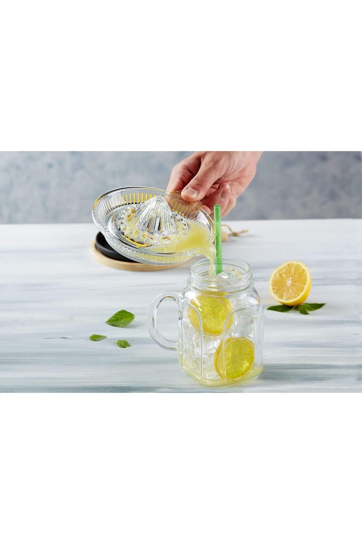 Biandeco-Glass Lemon Squeezer - Manual Citrus Juicer with Core Chamber - 60ml 4