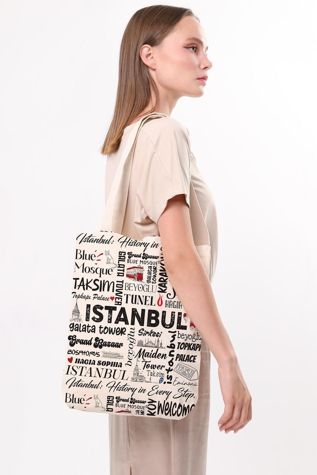 Çınar Bez Çanta-Canvas Write Istanbul Printed Cloth Bag 3