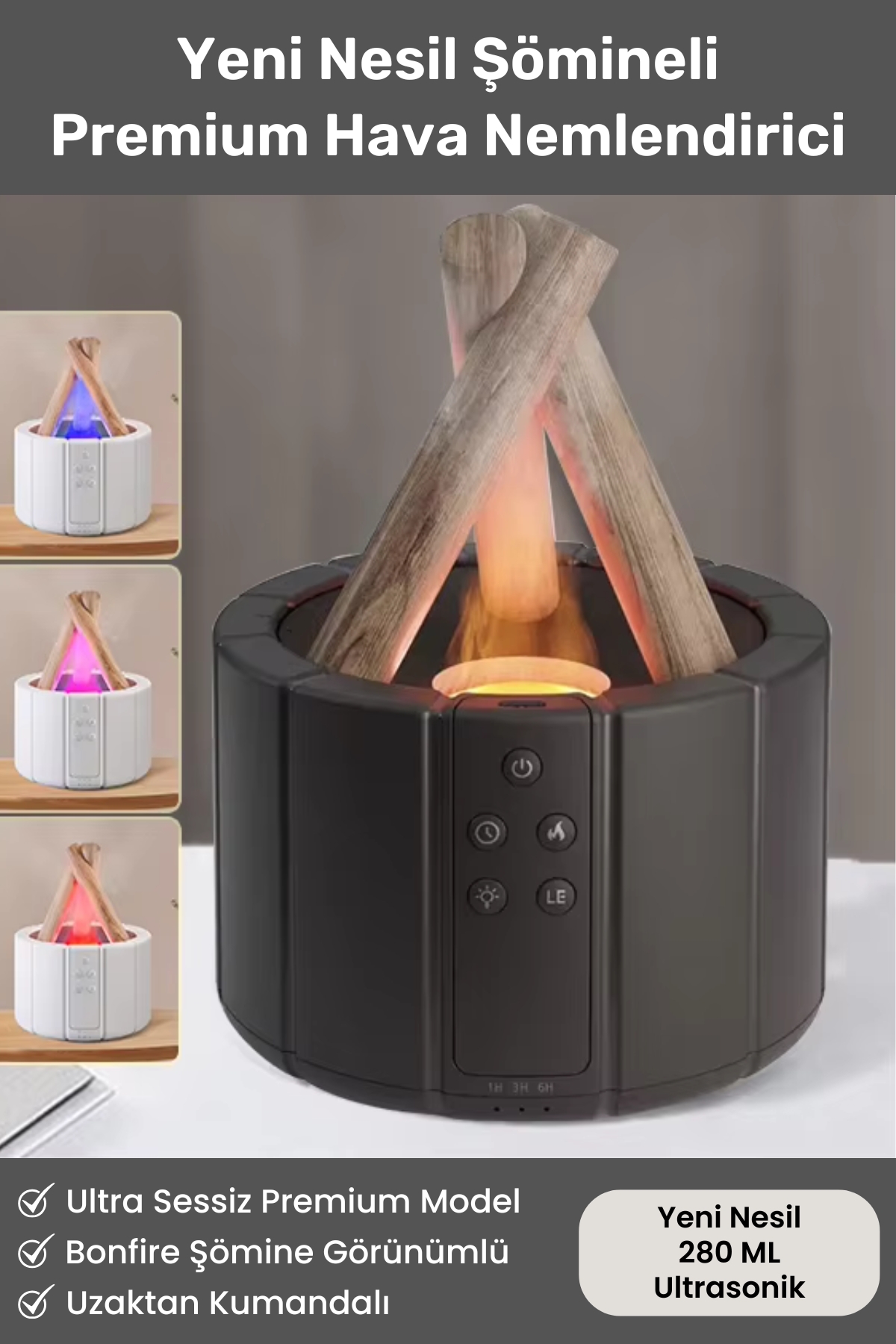 Noriyen Yeni Nesil Bonfire Şömine Hava Nemlendiricisi 280 ML