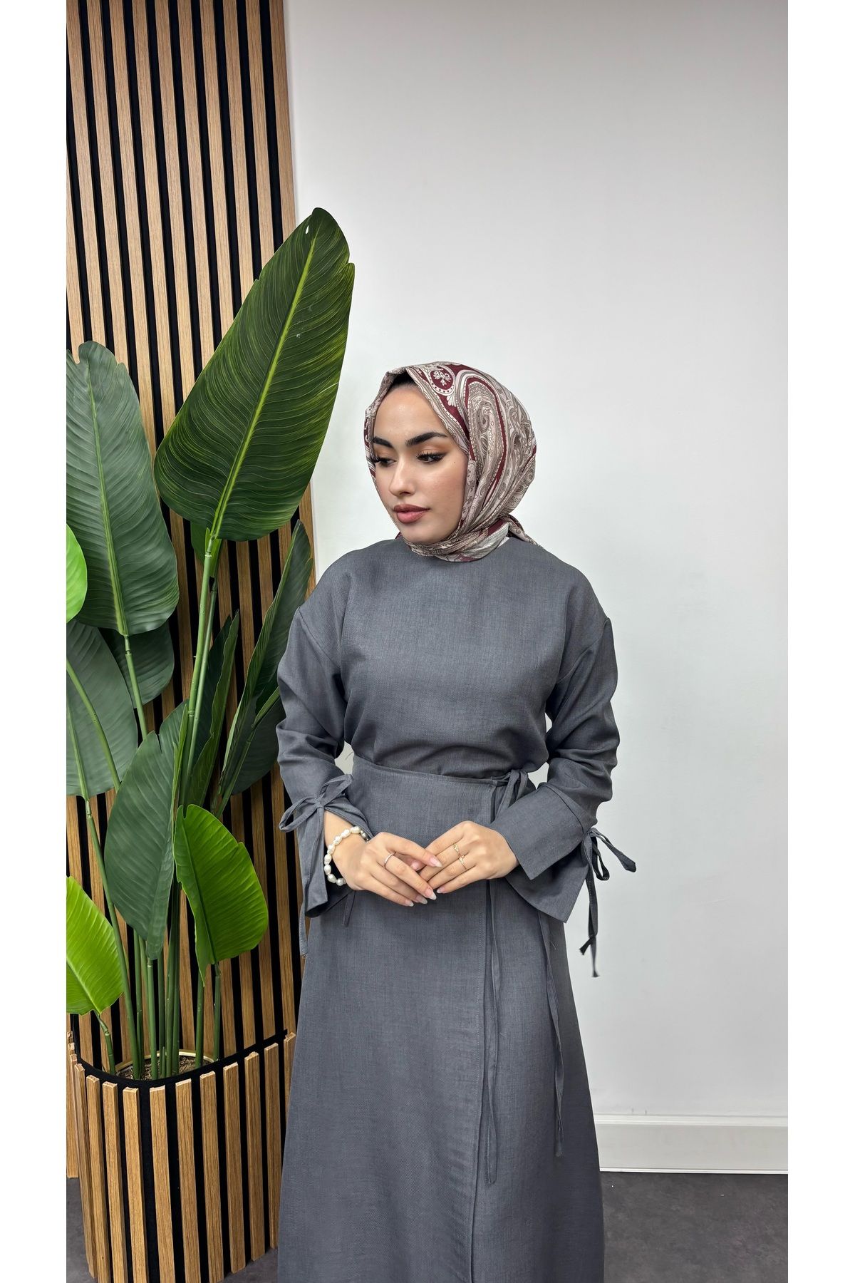 FREEMİH TEKSTİL-Double Suit with Linen Skirt and Drawstring at the Waist 4