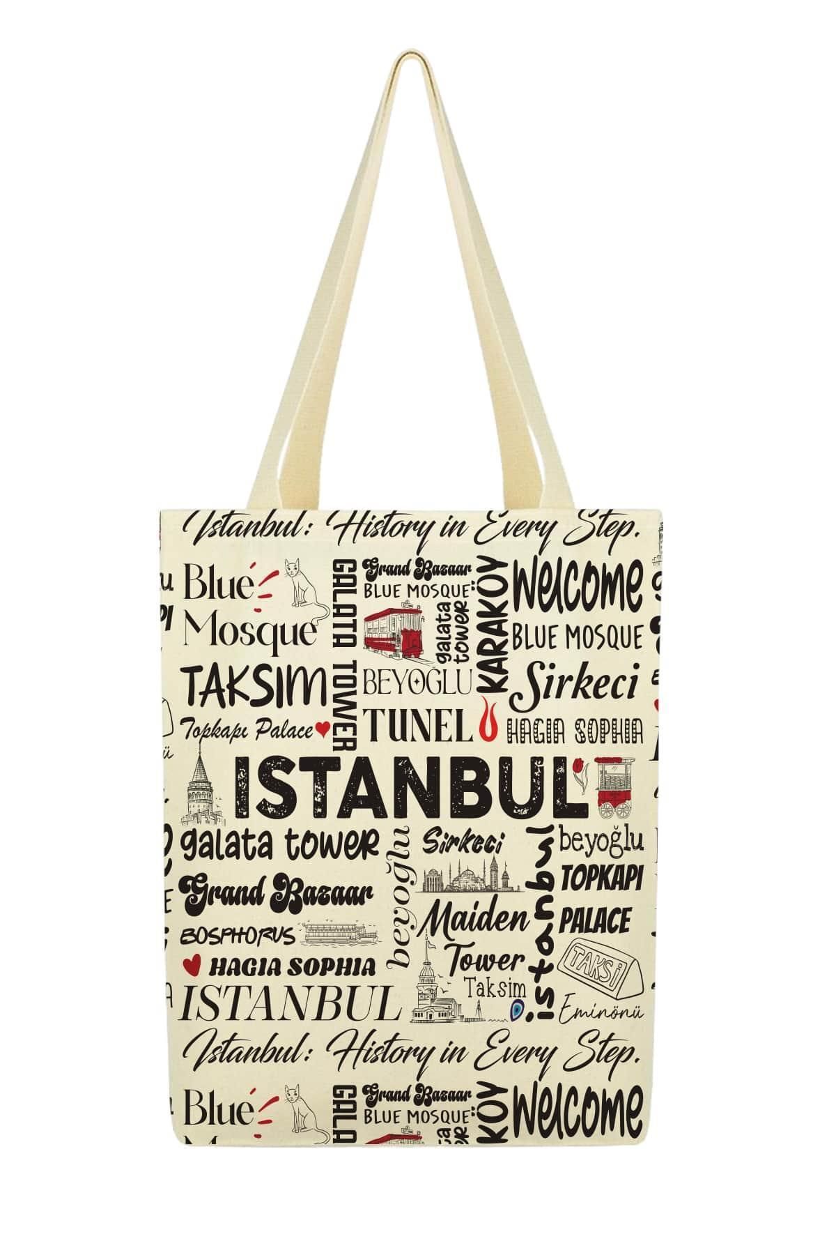 Çınar Bez Çanta-Canvas Write Istanbul Printed Cloth Bag 1
