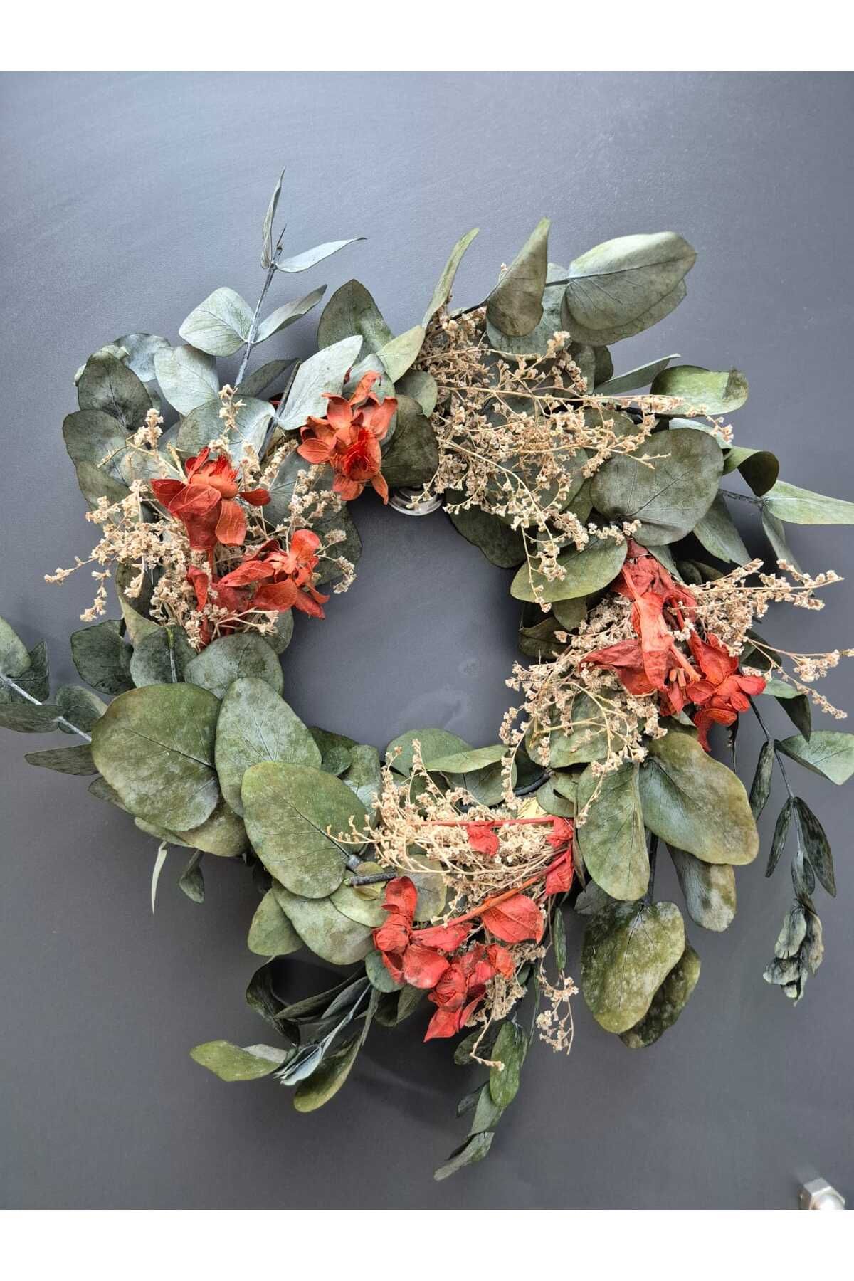 Lider MAGNESİA-Leader Magnesia Eucalyptus Leaf Natural Wreath 26 cm Door Desk Etc Ornament 1