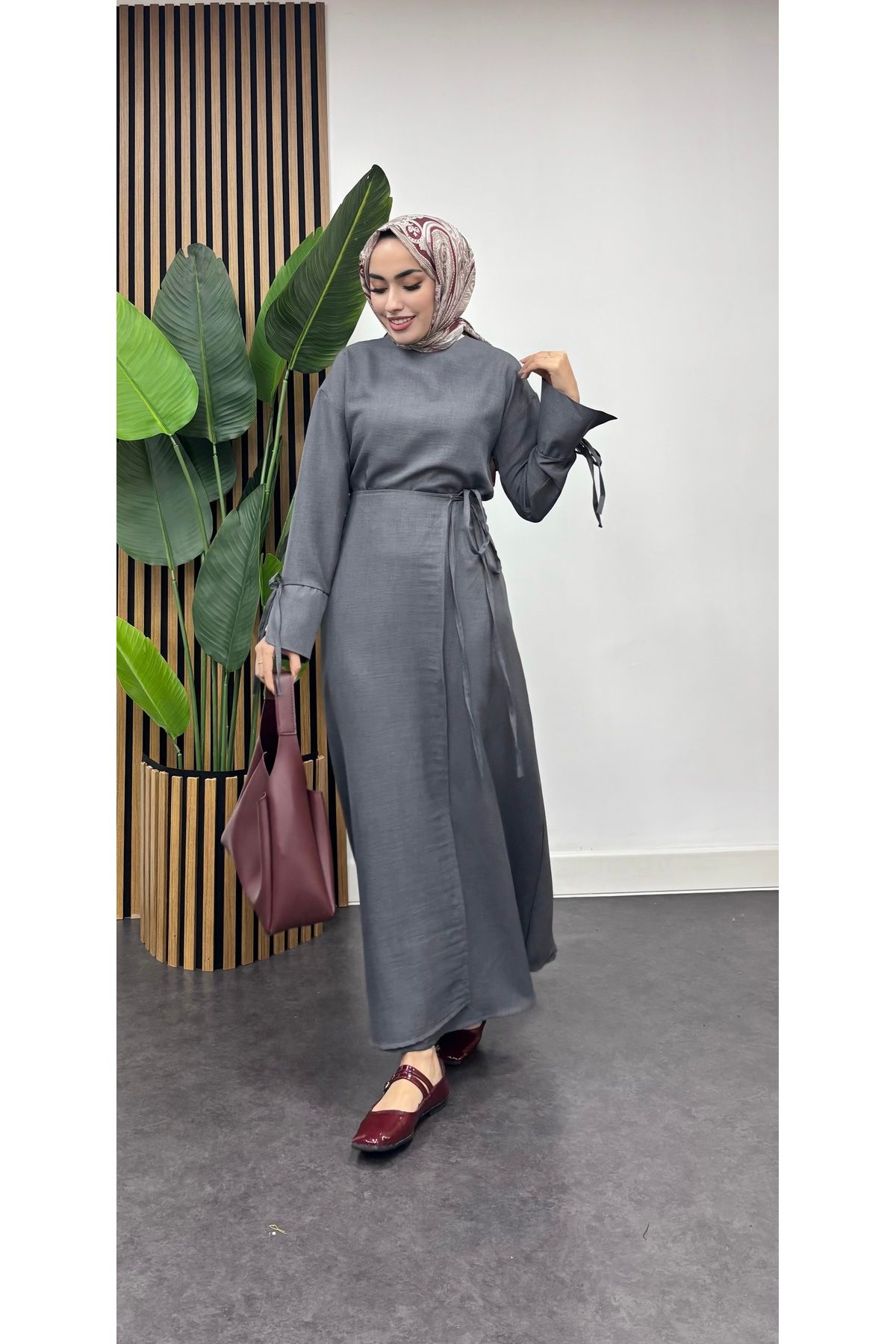 FREEMİH TEKSTİL-Double Suit with Linen Skirt and Drawstring at the Waist 3