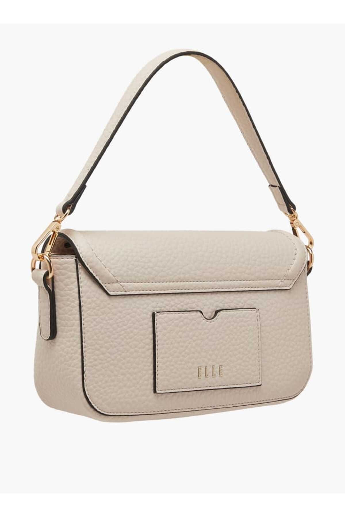 ELLE-Monogram Accent Crossbody Bag with Detachable Strap and Flap Closure 3