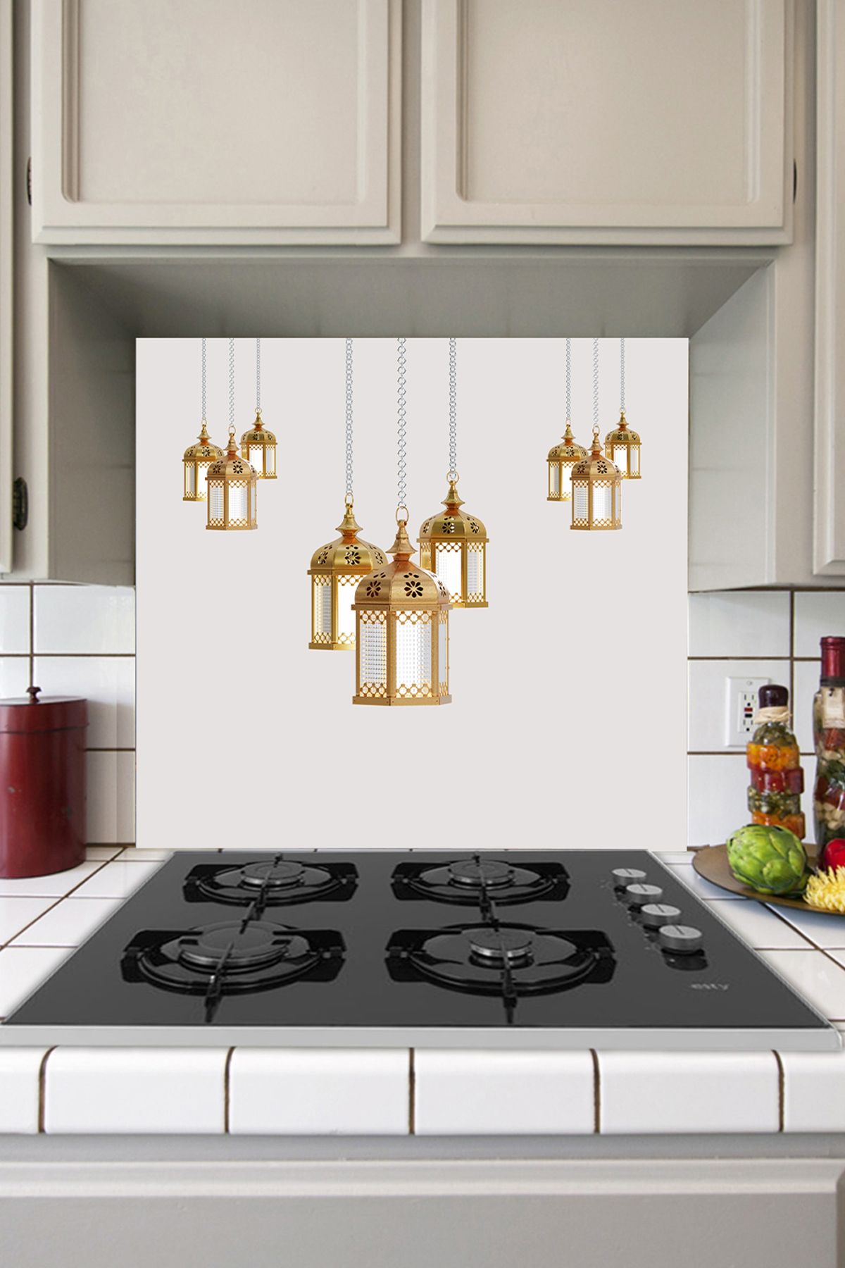 Tilki Dünyası-Oil Lamp Themed Self Adhesive Kitchen Stove Back Foil - 3 1