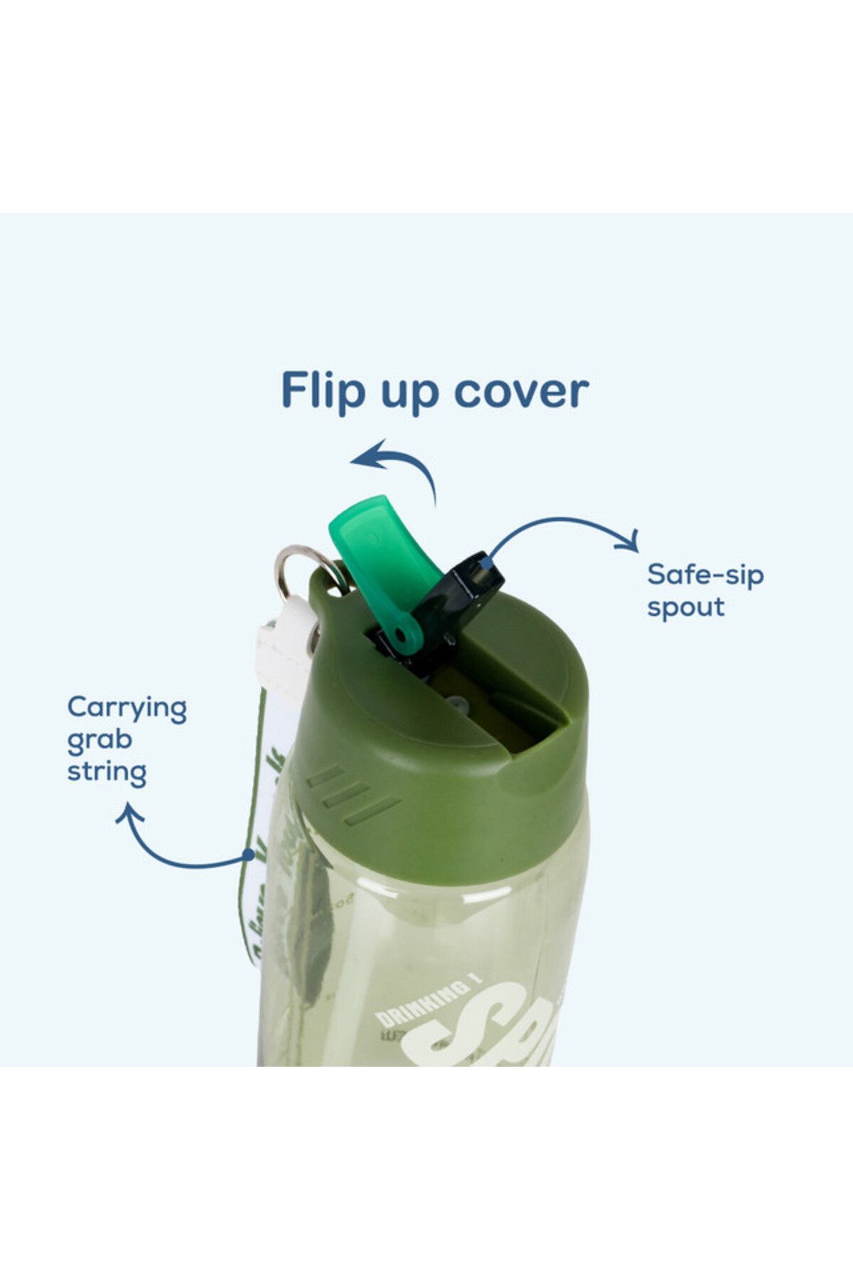 Hydrobrew-Water Bottle 800ml with Grab String - Green 4