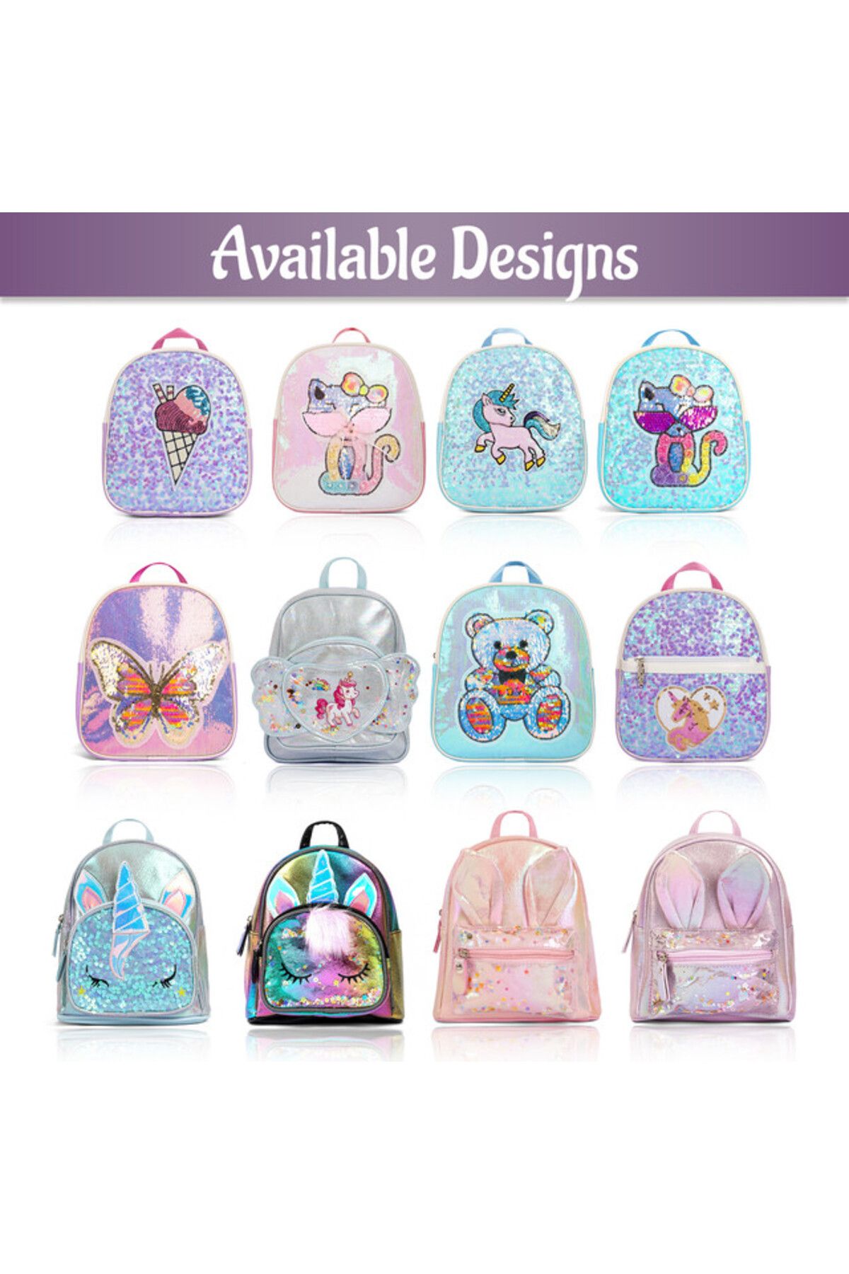 Eazy Kids-- Sequin School Backpack - Unicorn Green 7