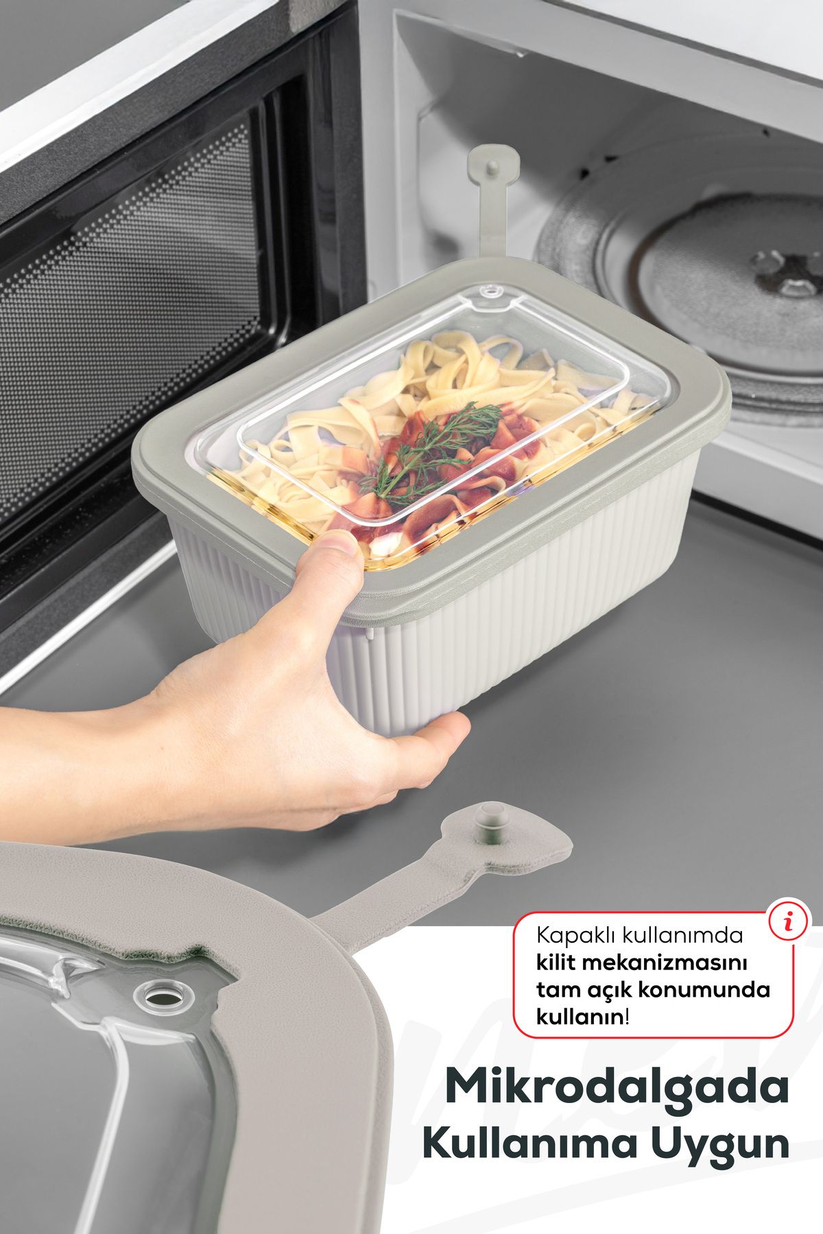 Vienev-Beige 3X(1750,1050,600 ml) Vip Rectangular Microwave & Diffuse Storage Container Set 7