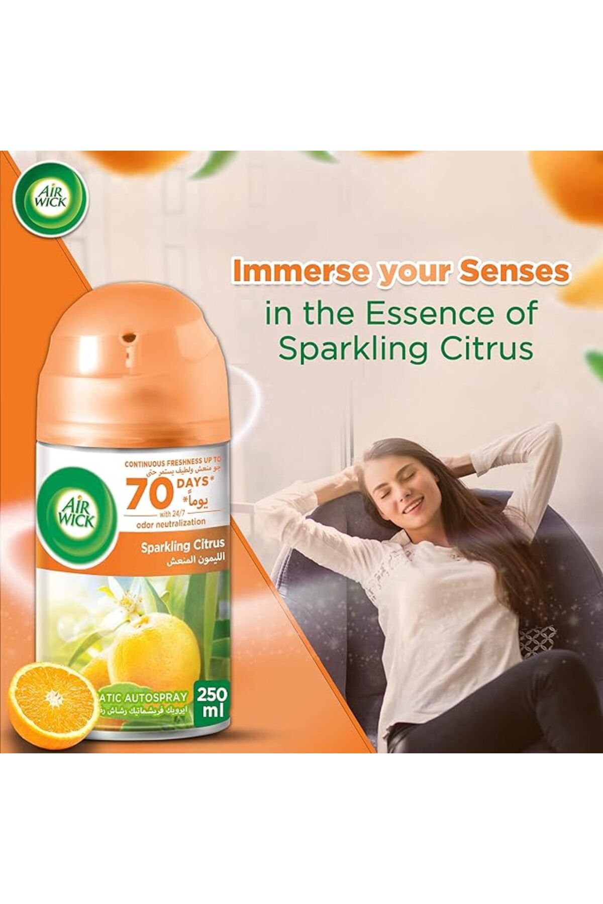 Air Wick-Freshmatic Auto Spray Sparkling Citrus, Gadget & Refill, 250ml, Pack of 2, Eliminates Odour 4