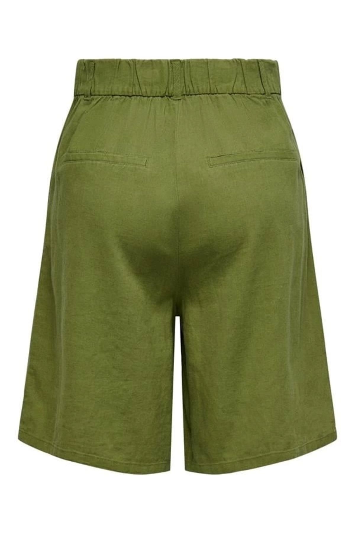 Merev Loose Fit Keten Kadın Şort