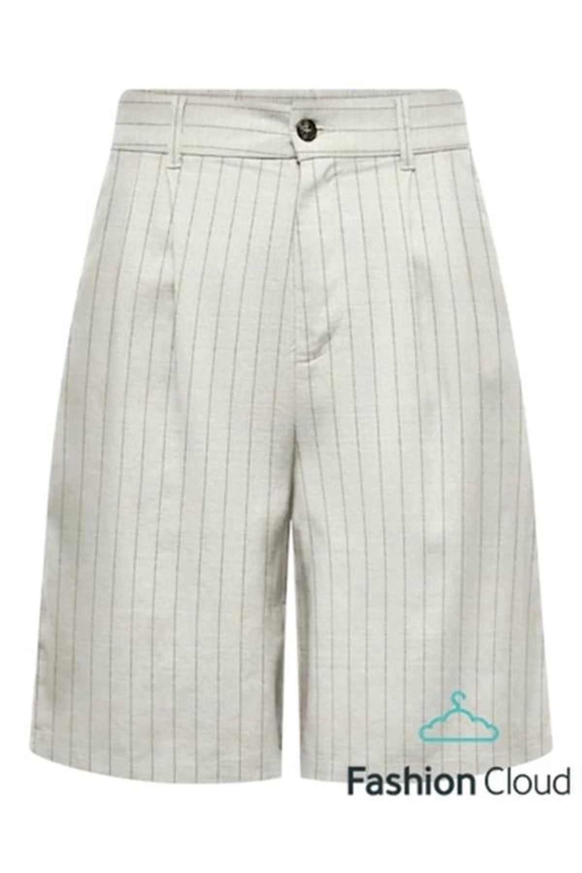 Merev Loose Fit Keten Kadın Şort