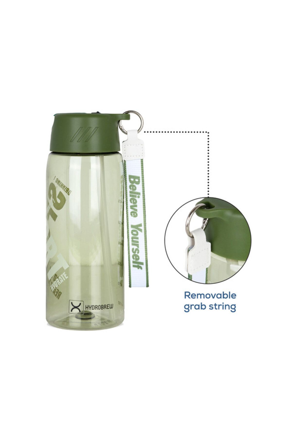 Hydrobrew-Water Bottle 800ml with Grab String - Green 3