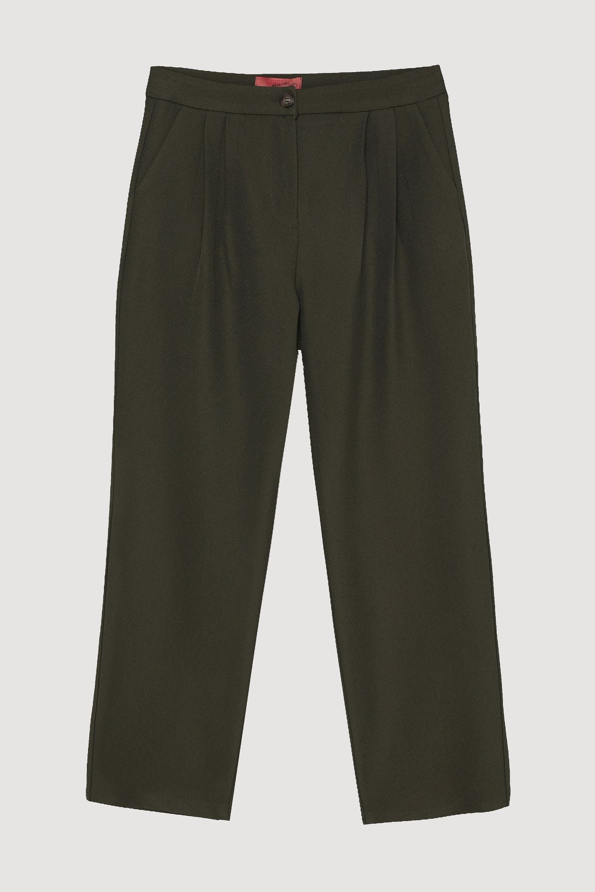 Quzu-Khaki Jogger Pants - Double Pleated 1