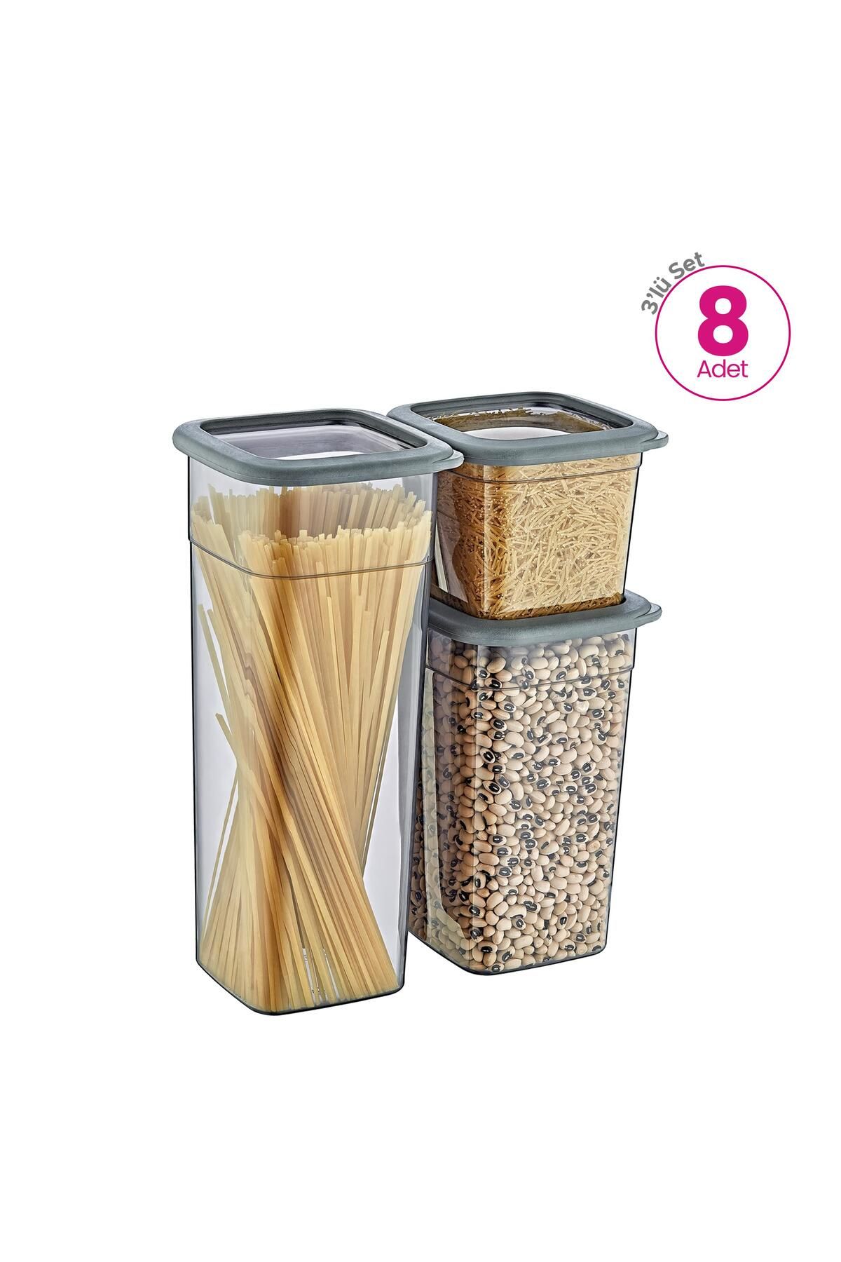 Smartware-Set of 8 Skali Square Storage Containers Anthracite (8 Pcs 740 Ml, 1440 Ml, 2350 ml) 5
