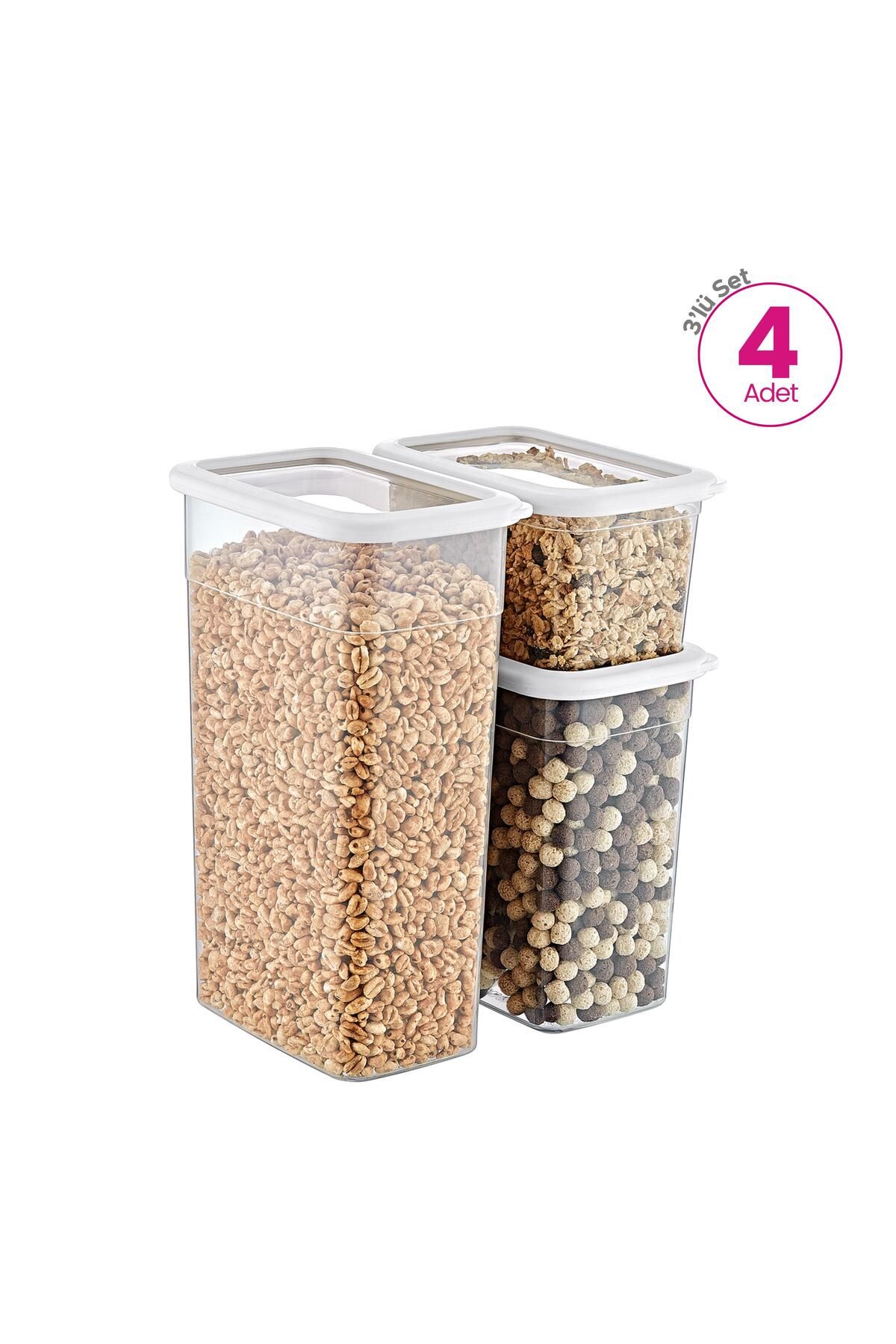 Smartware-White Set of 4 Scale Rectangular Storage Containers - 1210 Ml, 2350 Ml, 3500 ml 5