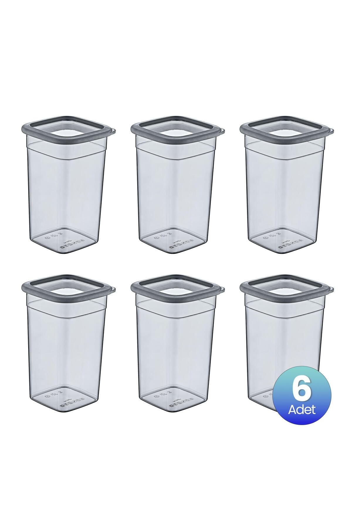 Smartware-Anthracite 1440 ml - Set of 6 Scale Square Storage Containers 4