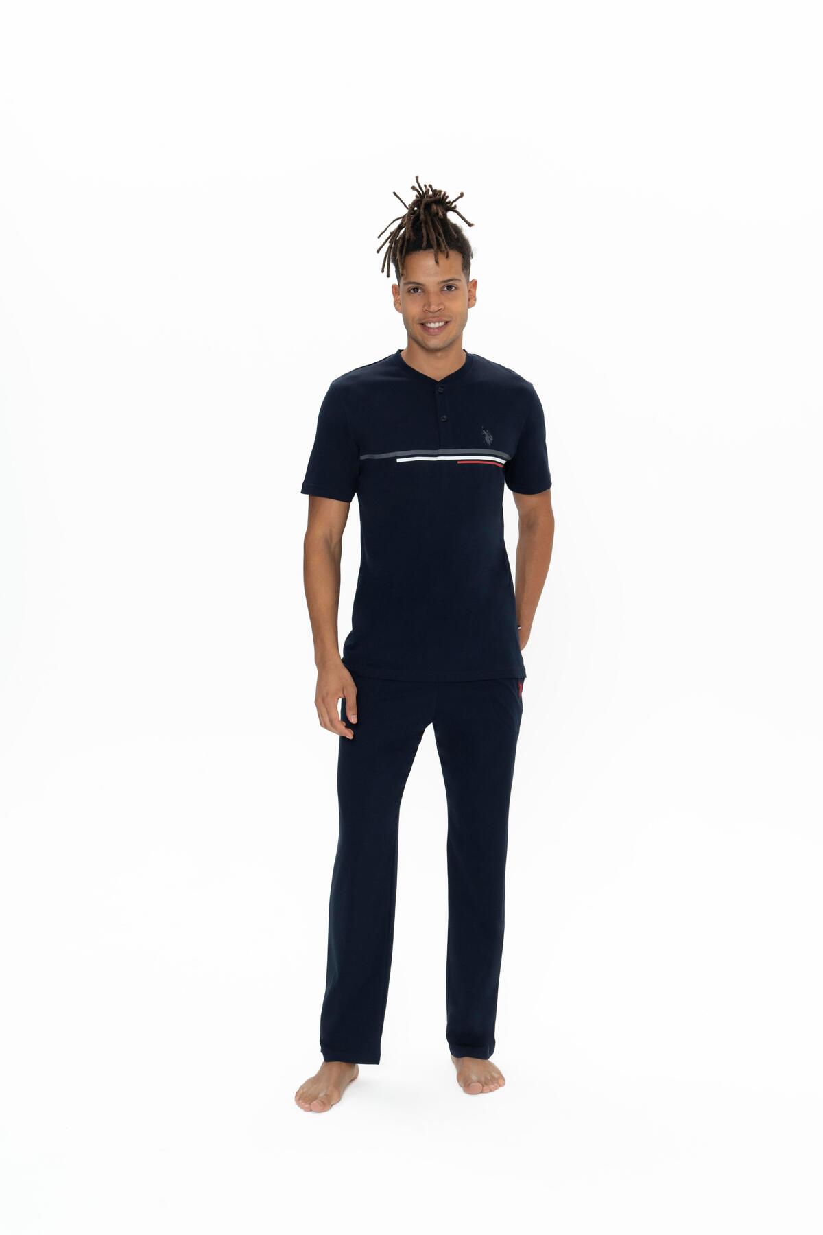 یو اس پولو ست لباس خواب سایز بزرگ سرمه‌ای مردانه یو اس پولو اس ان