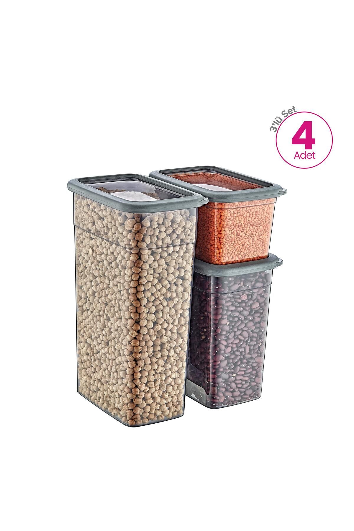 Smartware-Set of 4 Scale Rectangular Storage Containers Anthracite (Per 4 1210 Ml, 2350 Ml, 3500 ml) 5