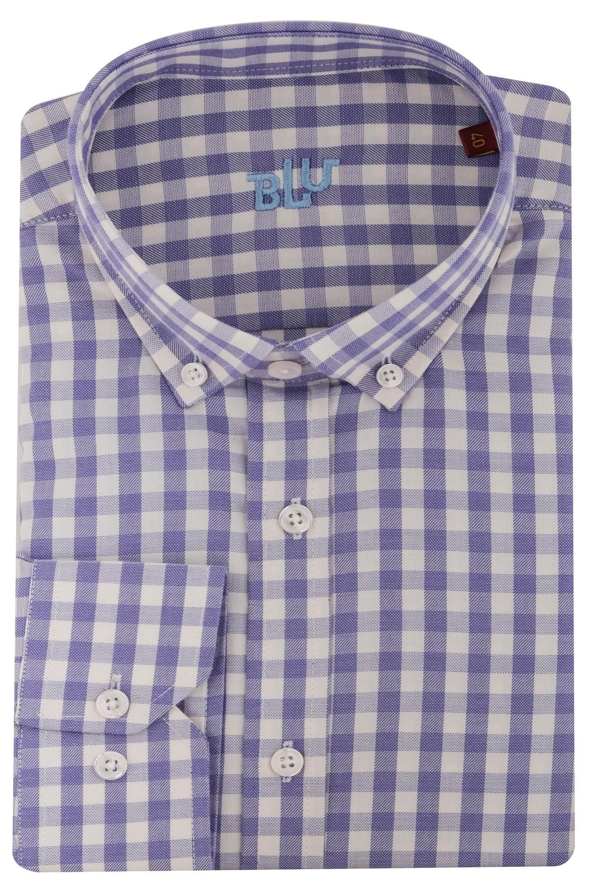 BLU-Italian Collar Classic Shirt - Half Buttoned 1