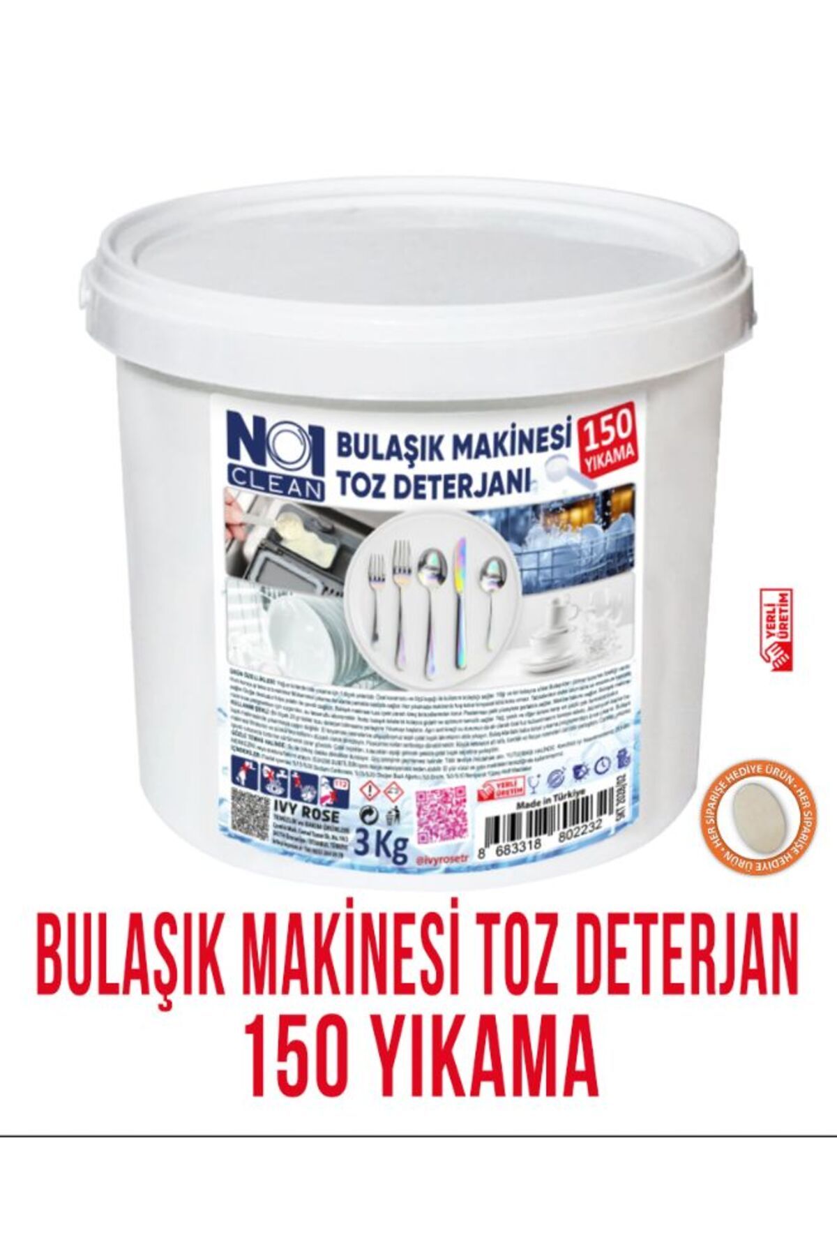 no1 clean Hepsi Bir Arada Bulaşık Makinesi Deterjanı 3 Kg 150 Yıkama