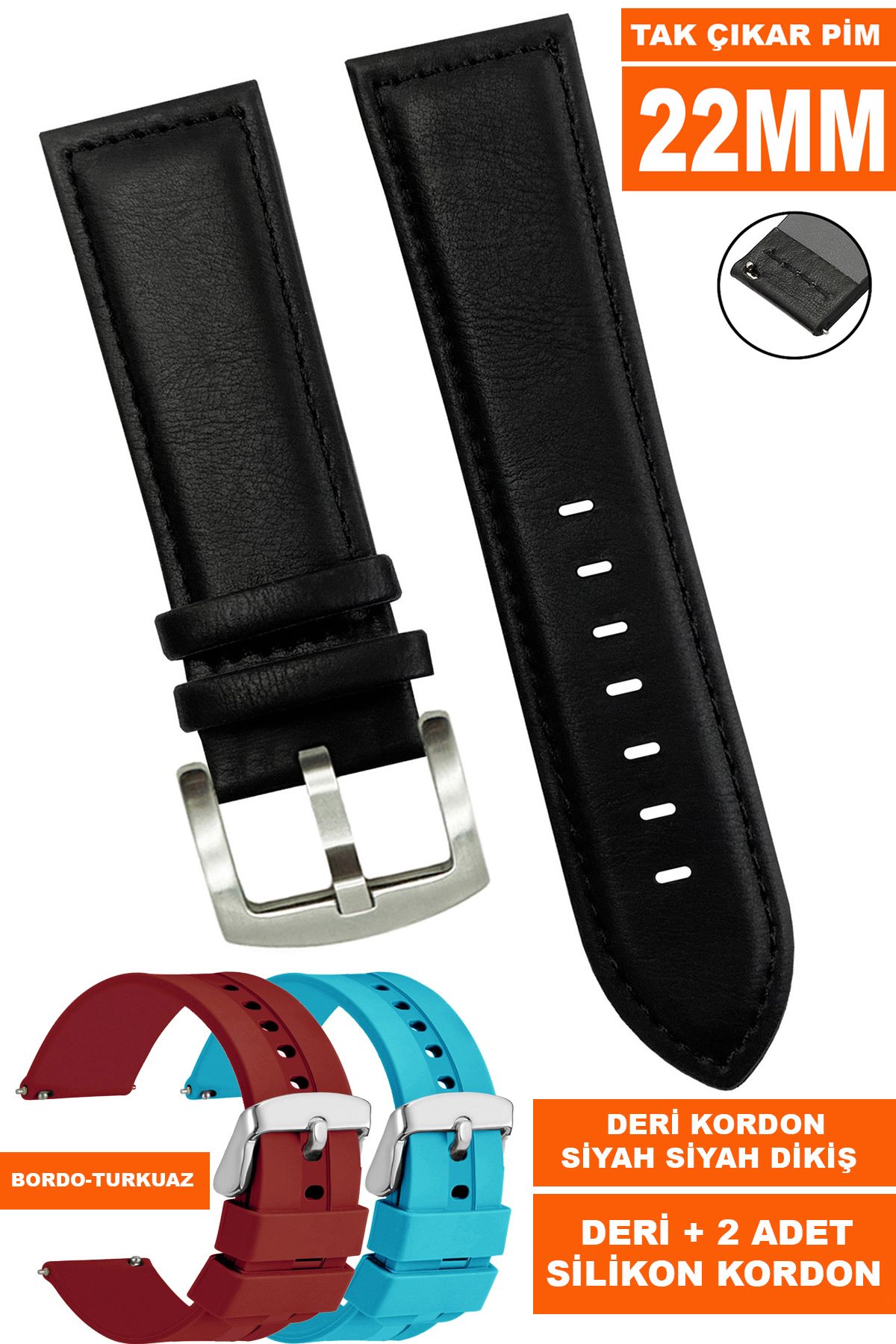 Trendburada-22mm Fossil-Welder-Wesse-Casio-Armani-Omega-Seiko-Tissot Leather Silicone Watch Band Strap - A11 1