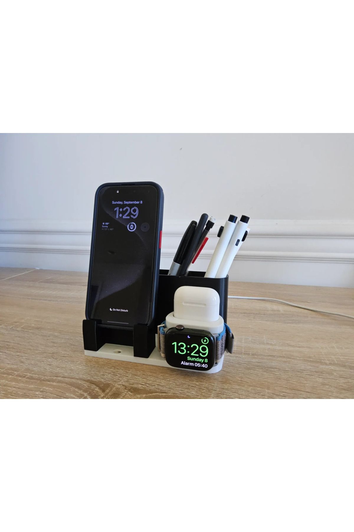 FEEL 3D Baskı Çok Fonksiyonlu Telefon, Saat ve Kulaklık Standı – Masaüstü Düzenleyici