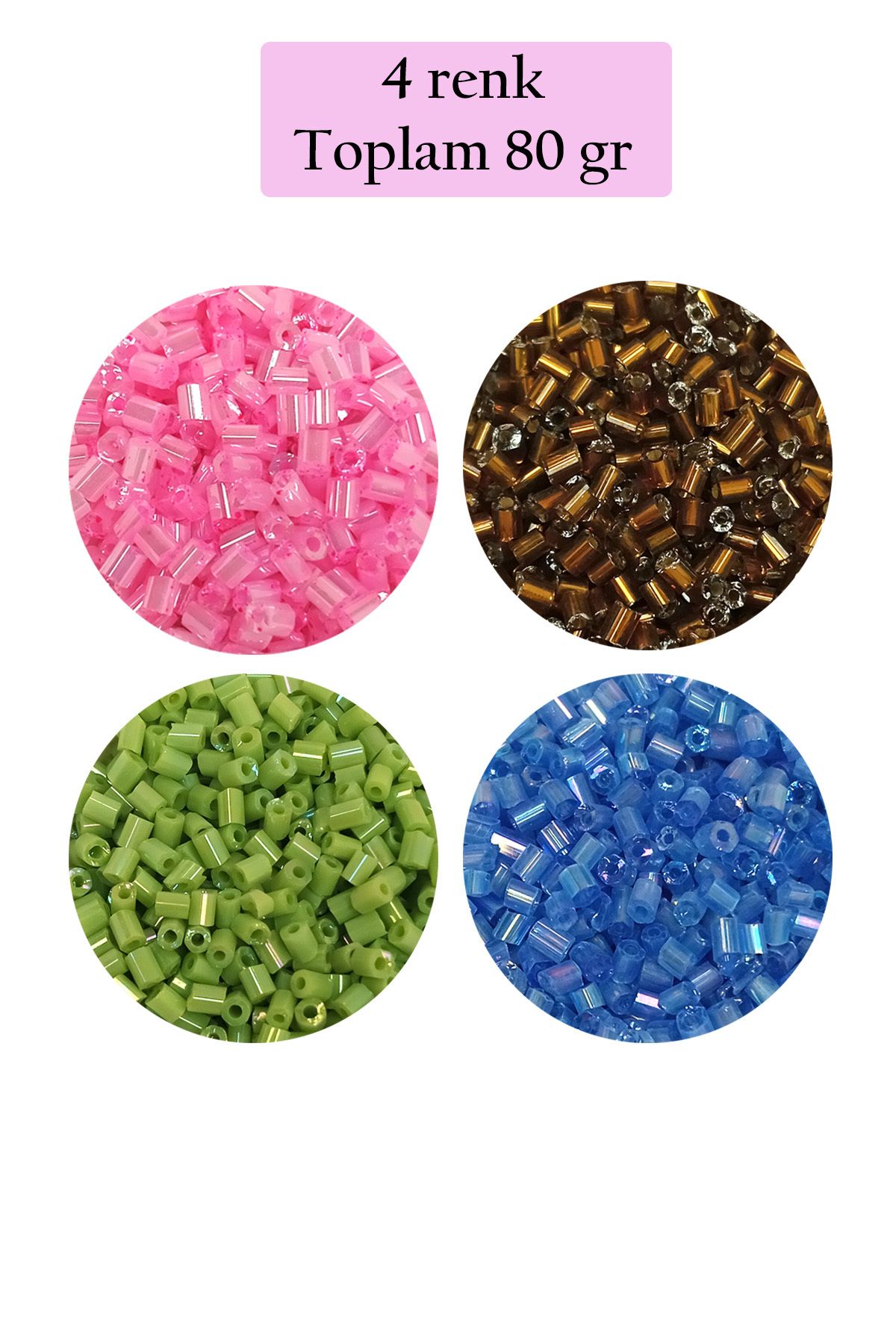 Mu Art Kesme Cam Boncuk 2Mm - 4 Renk - Toplam 80 Gram - Bnc440