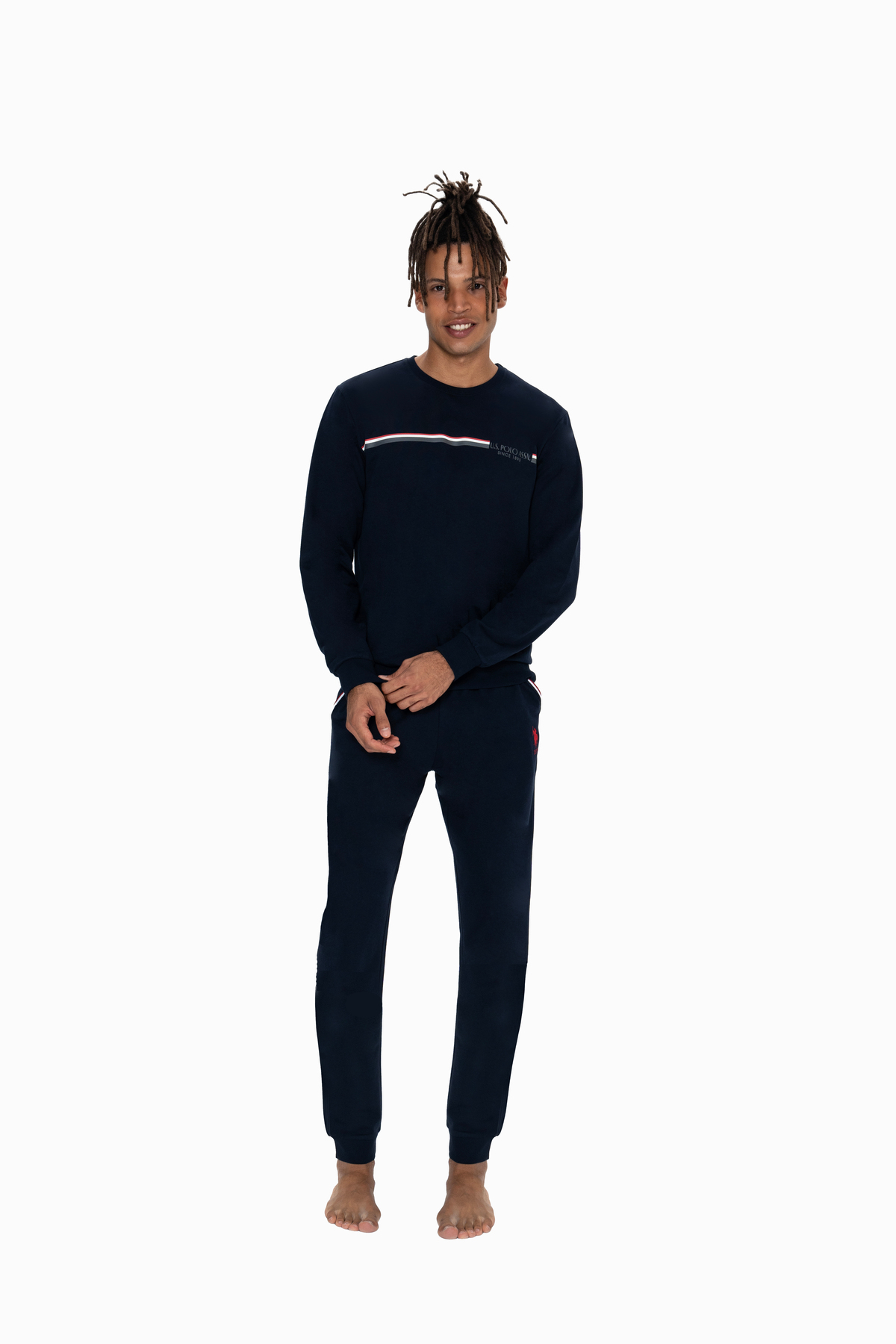 یو اس پولو مردانه، دارای مجوز، USPA، ۱۰۰٪ پنبه، (آبی سرمه‌ای)، لباس راحتی، ست ۲ تکه