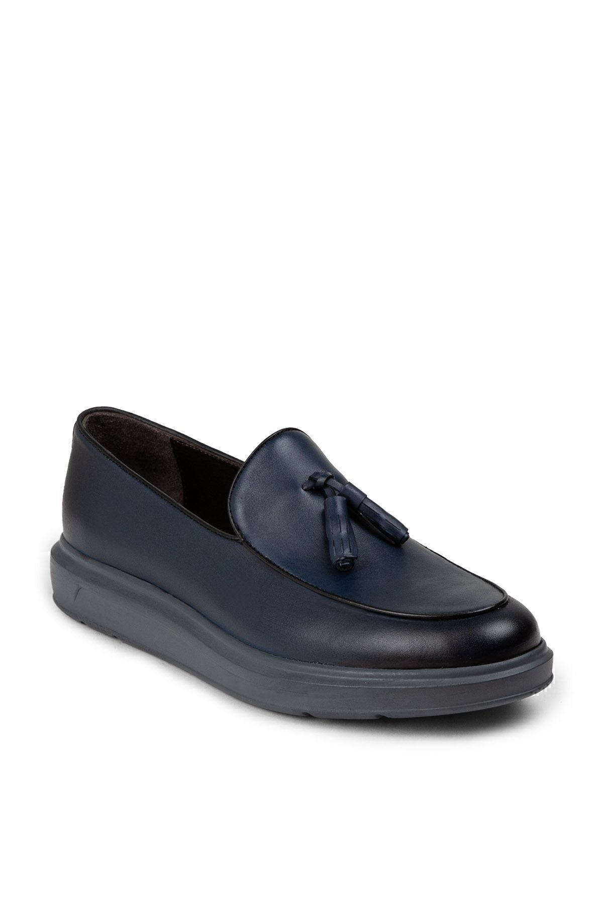 Deery-Loafer pentru bărbați din piele naturală, albastru, cu ciucuri 6