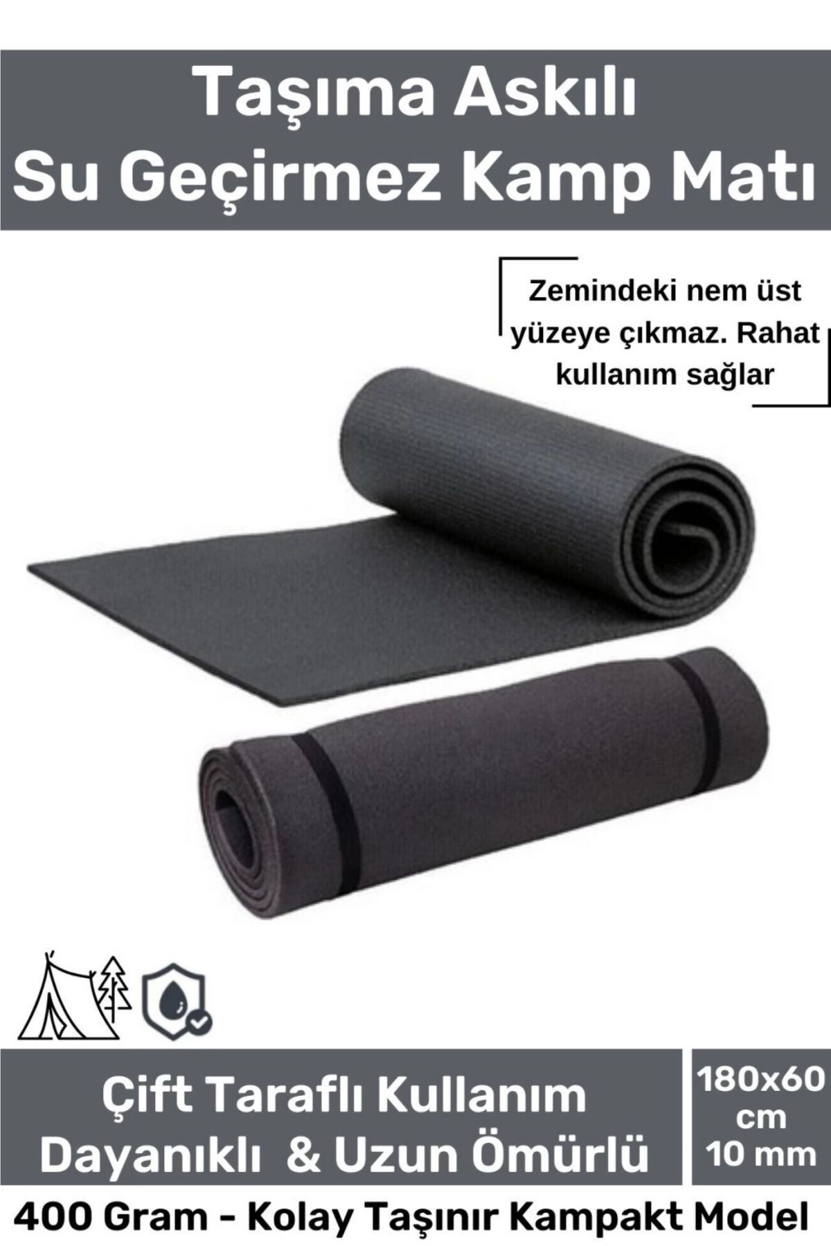 Terrien Taşıma Askılı Su Geçirmez Konforlu Kalın Rahat Çift Taraflı Çadır Uyku Yer Minderi 10mm Kamp Matı