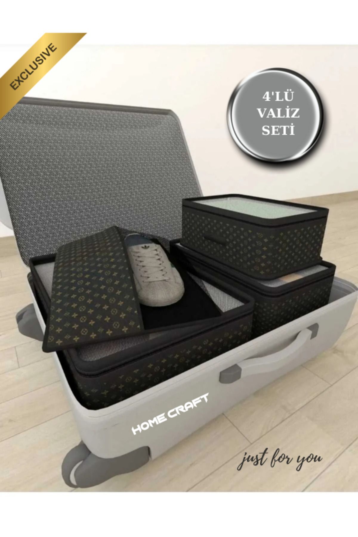 KENAN KAYA 4'lü Set Valiz Düzenleyici Bavul İçi Organizer Set Seyahat Hurcu