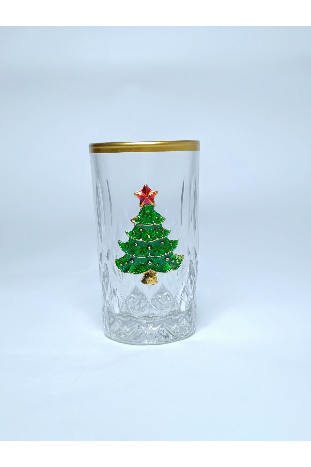 PARILTI HOME COLLECTİON-Set of 6 Pine Tree Figured Coffee Water Glasses 3