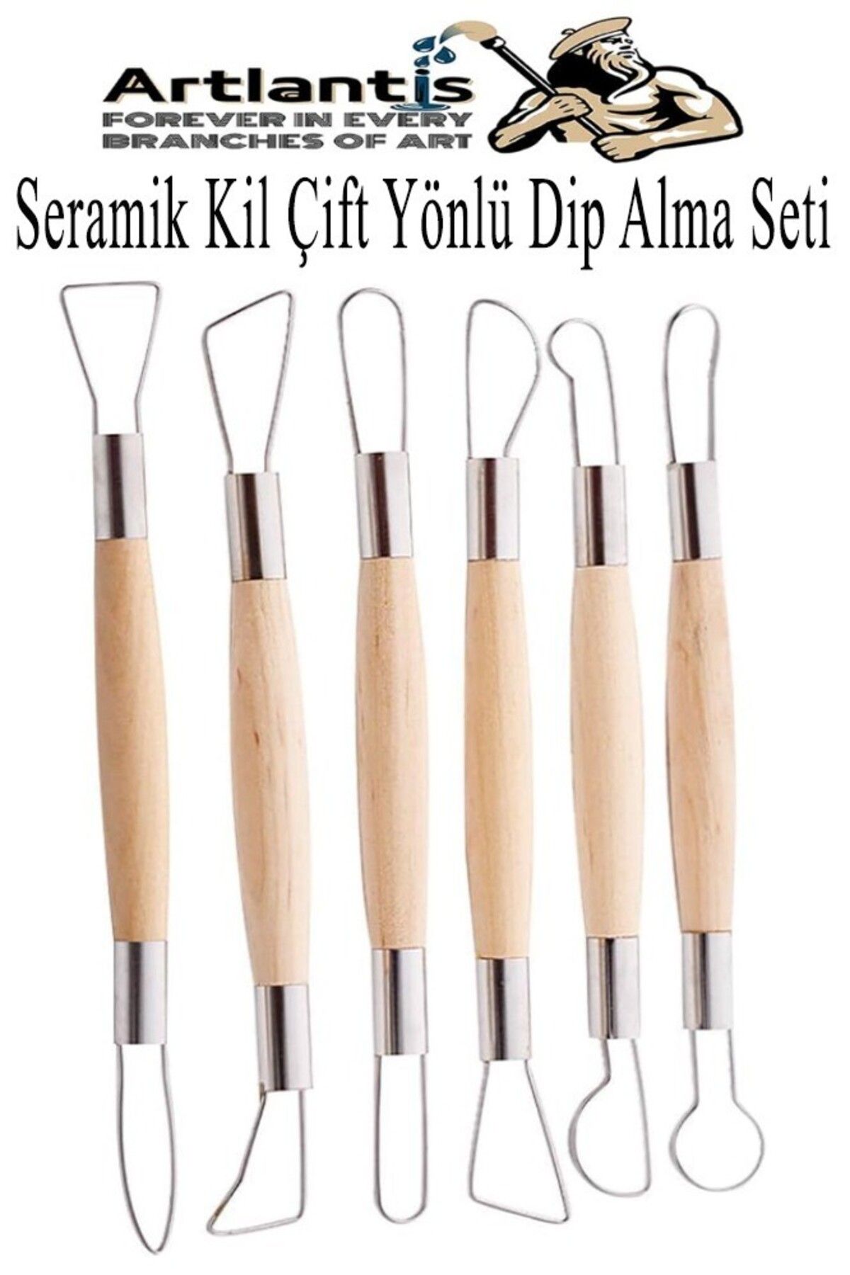 Artlantis Seramik Kil Çömlek Çift Yönlü Dip Alma Seti 6 Parça 1 Paket Polimer Kil Oyma Seti Ebeşuar Yuvarlak T