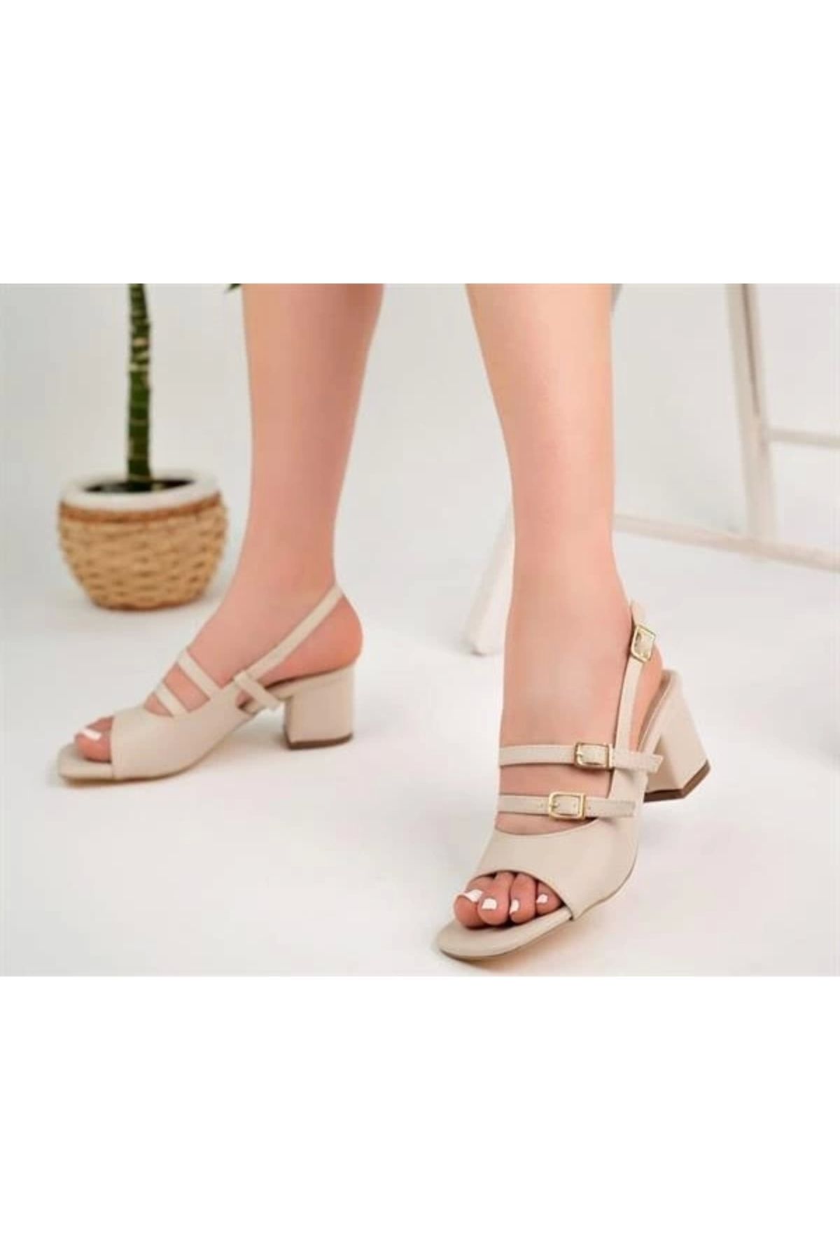 ureticiniz-Merit Beige Skin Heeled Shoes 3