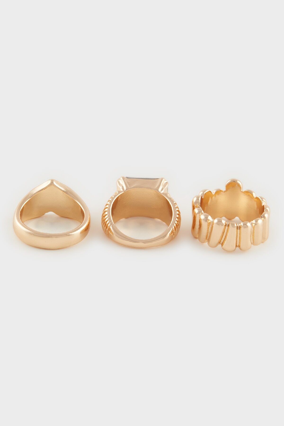 DeFacto-Women's 3-Piece Stone Gold Ring E4049Axns 3